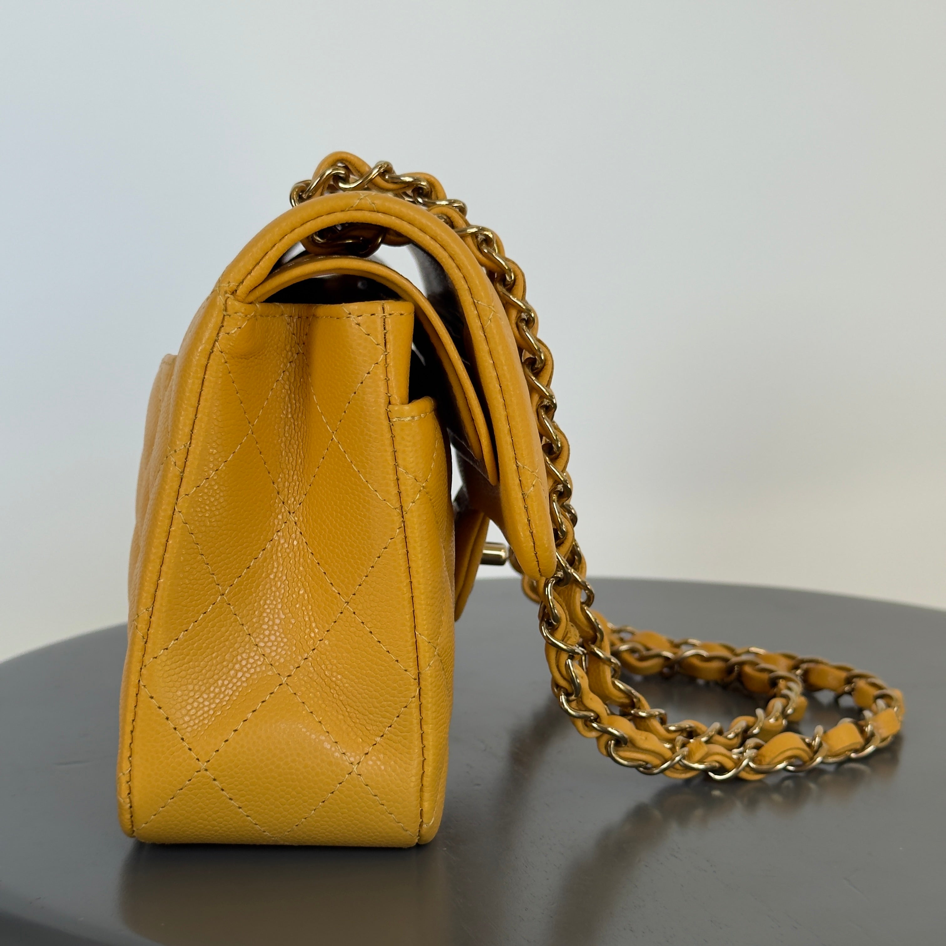 Chanel Double Flap Yellow Caviar - Replica Handbags