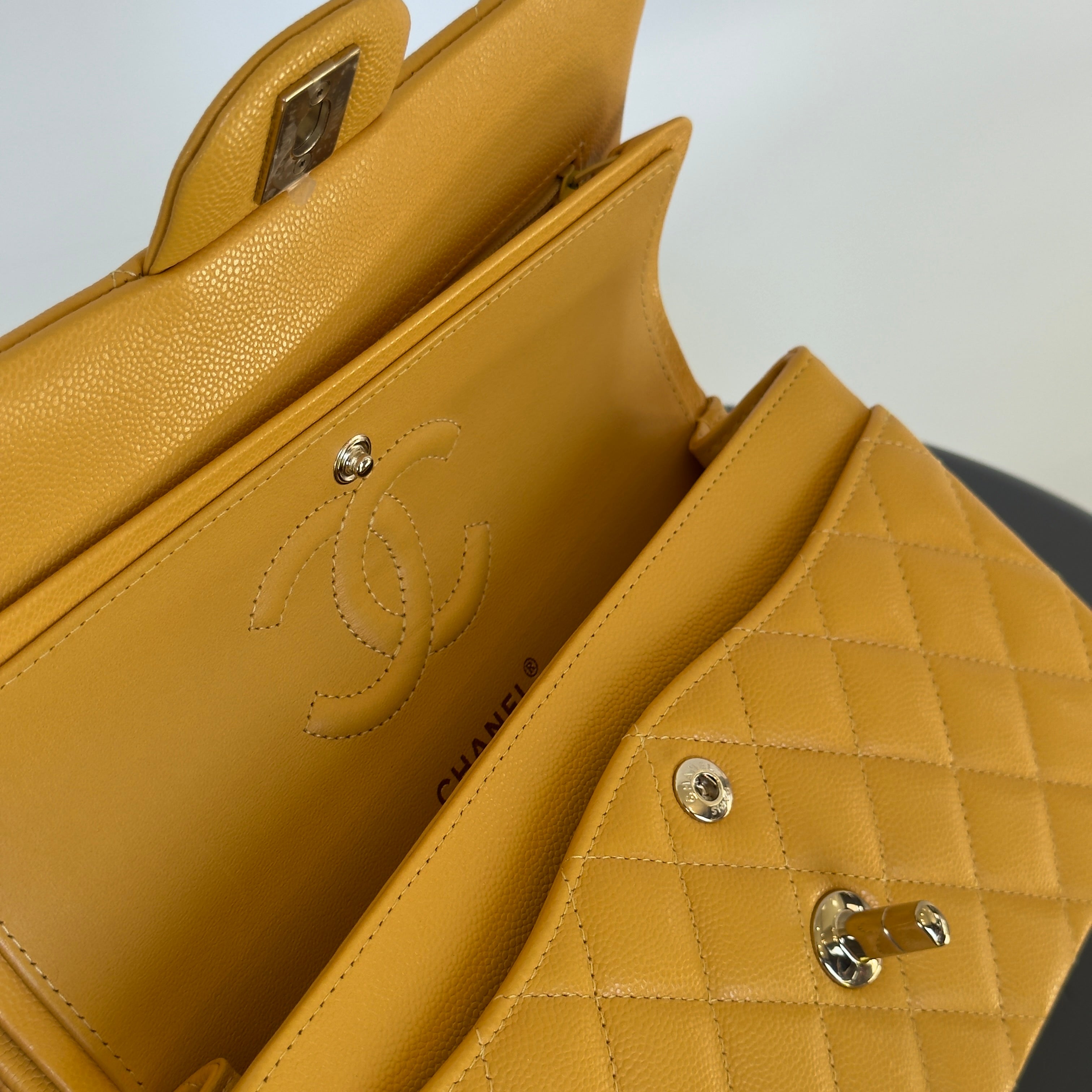 Chanel Double Flap Yellow Caviar - Replica Handbags