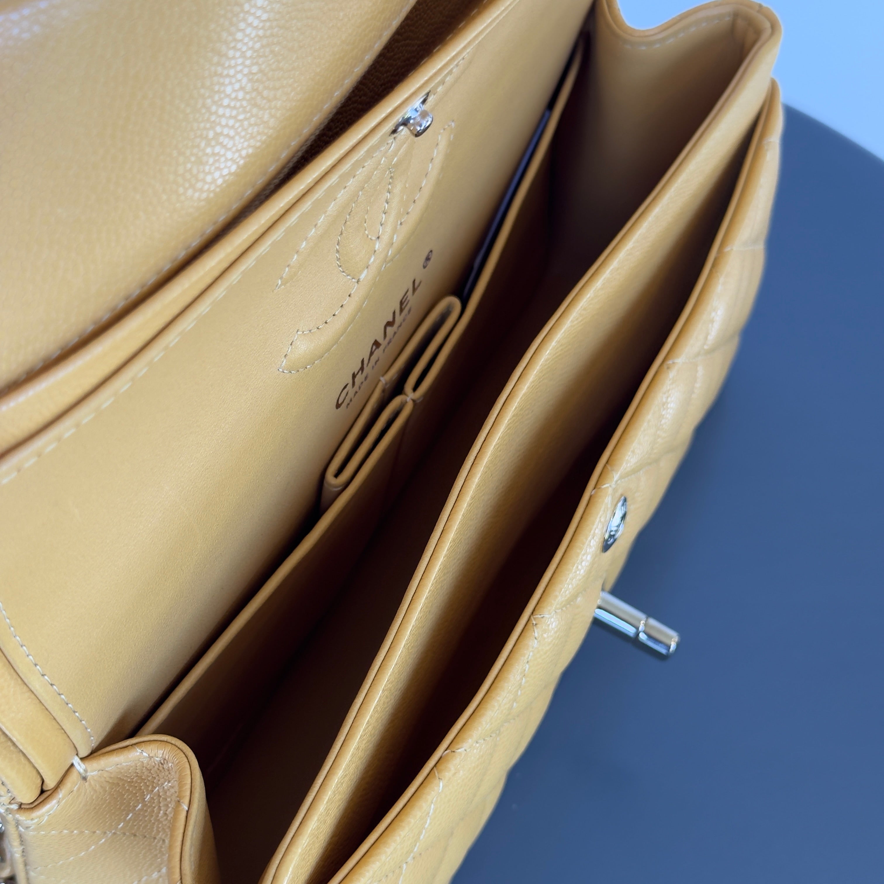 Chanel Double Flap Yellow Caviar - Replica Handbags