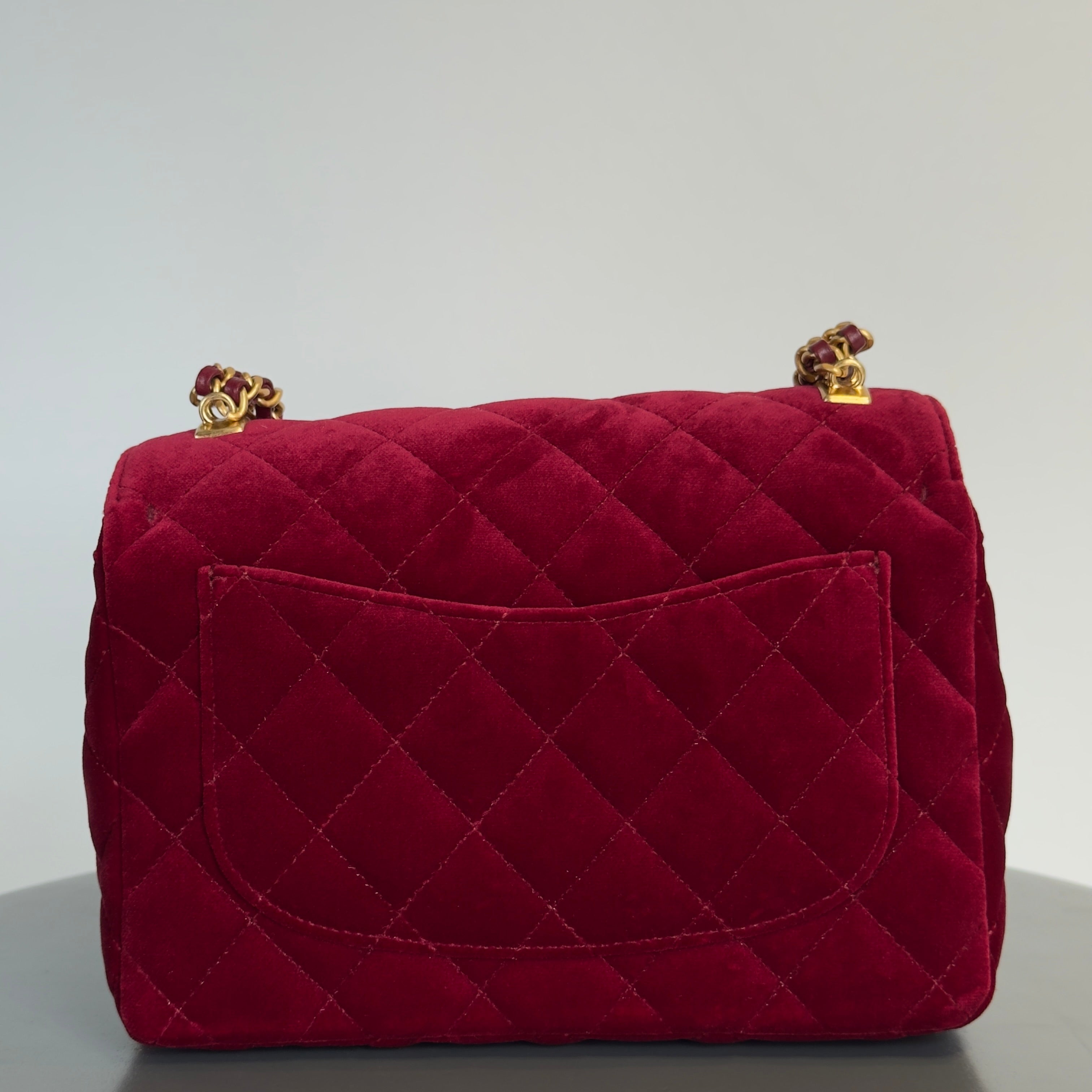 Chanel Burgundy Velvet Enamel Mini Flap Bag - Replica Handbags