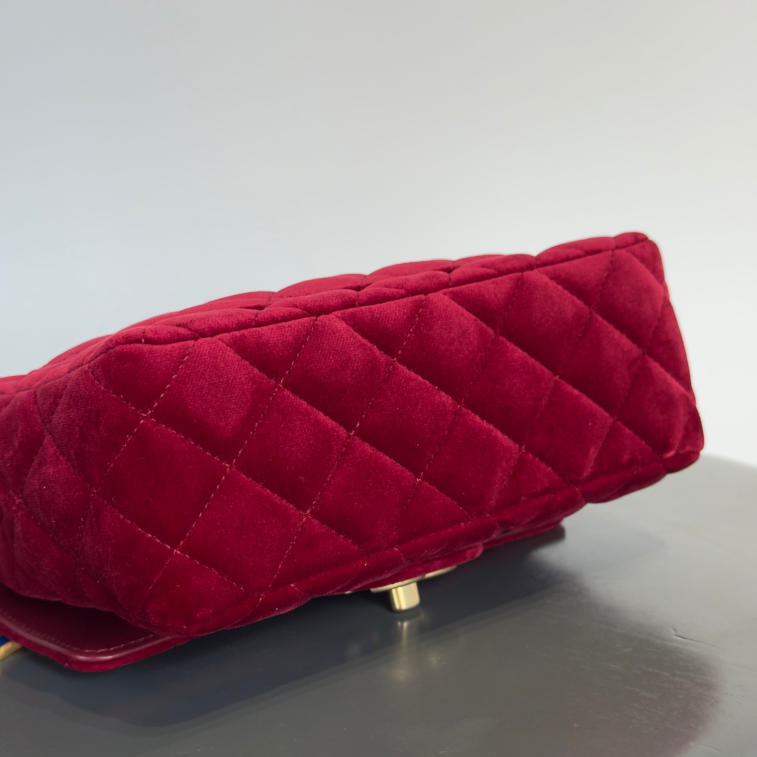 Chanel Burgundy Velvet Enamel Mini Flap Bag - Replica Handbags