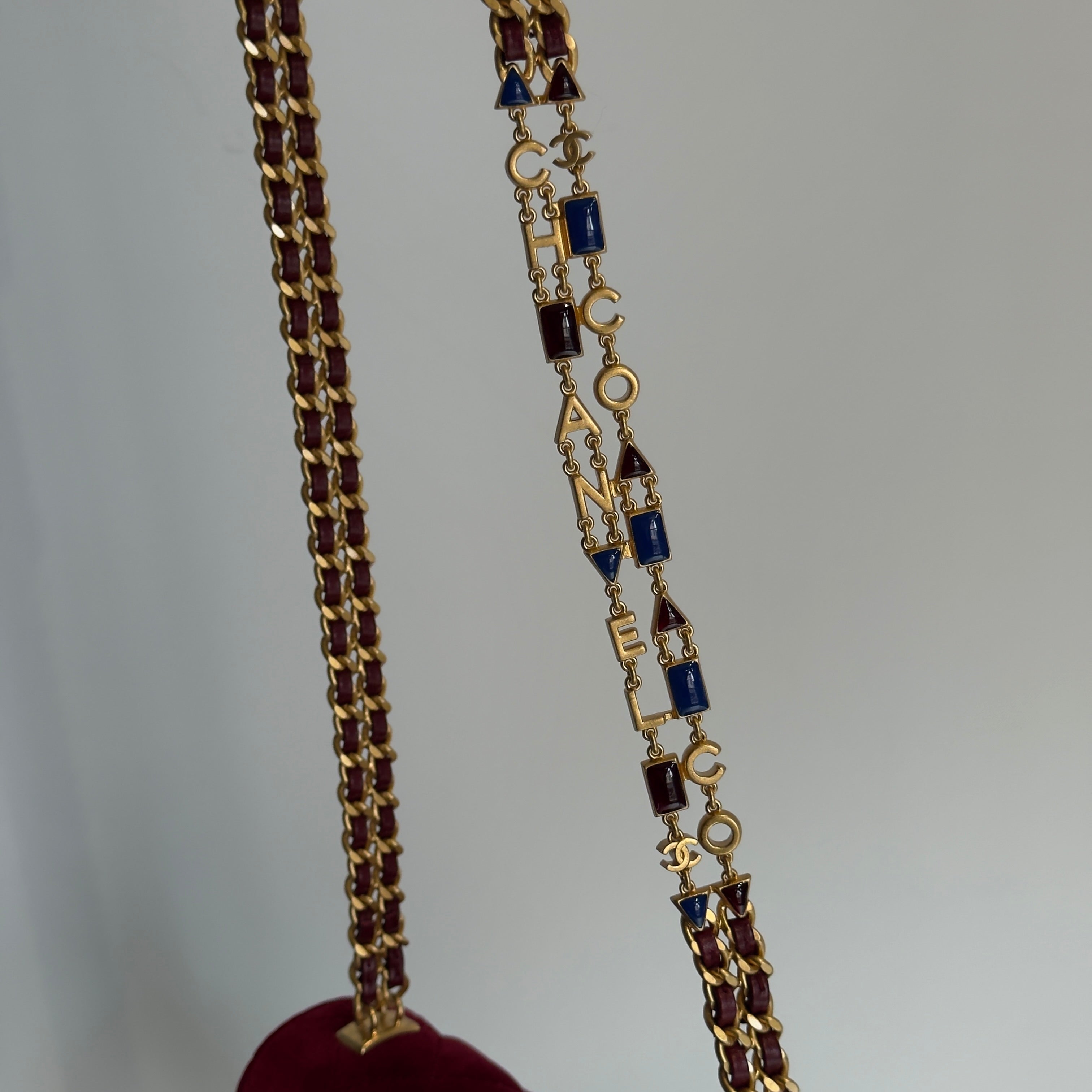 Chanel Burgundy Velvet Enamel Mini Flap Bag -  Replica Handbags 