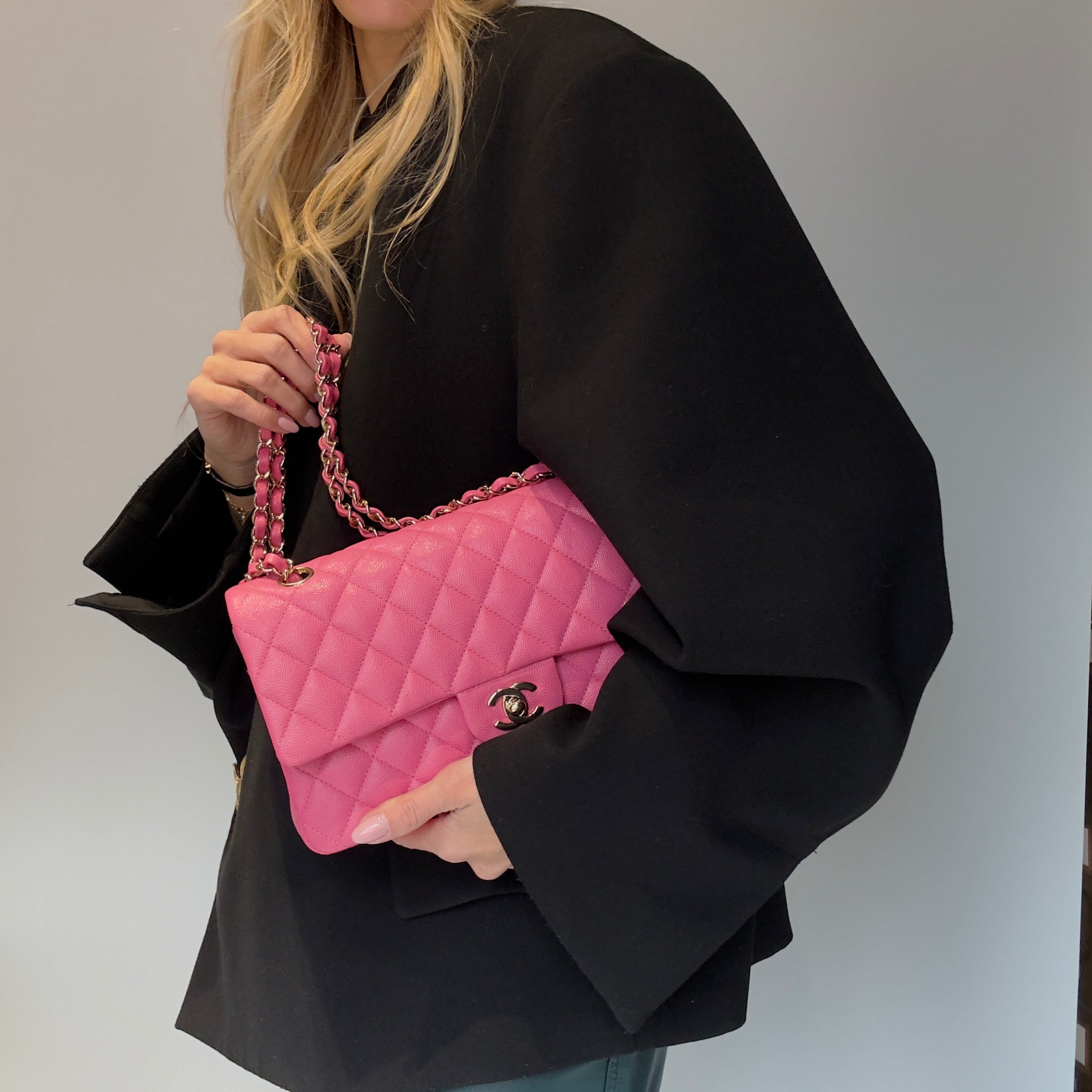 Chanel Pink Medium Double Flap - Replica Handbags