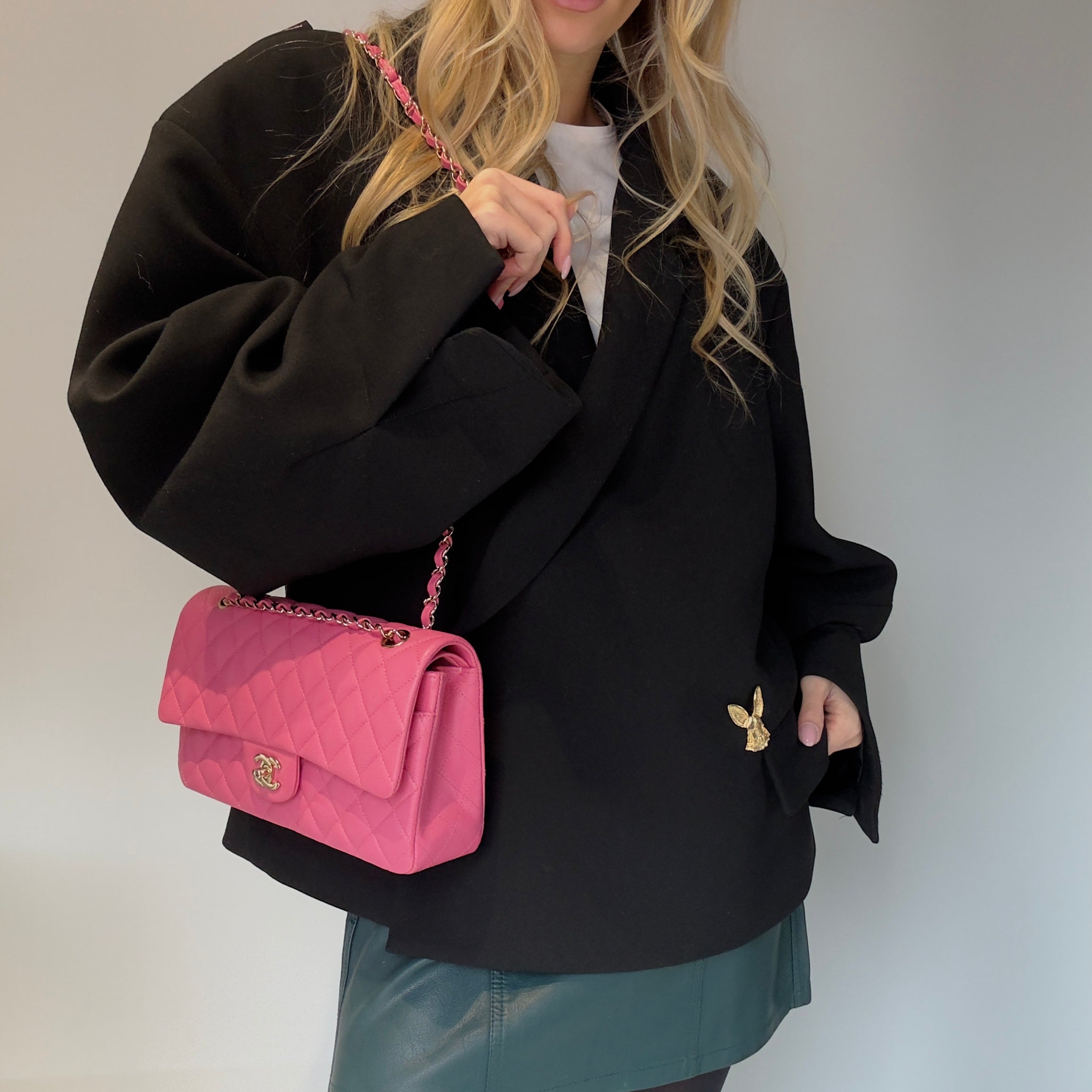 Chanel Pink Medium Double Flap -  Replica Handbags 