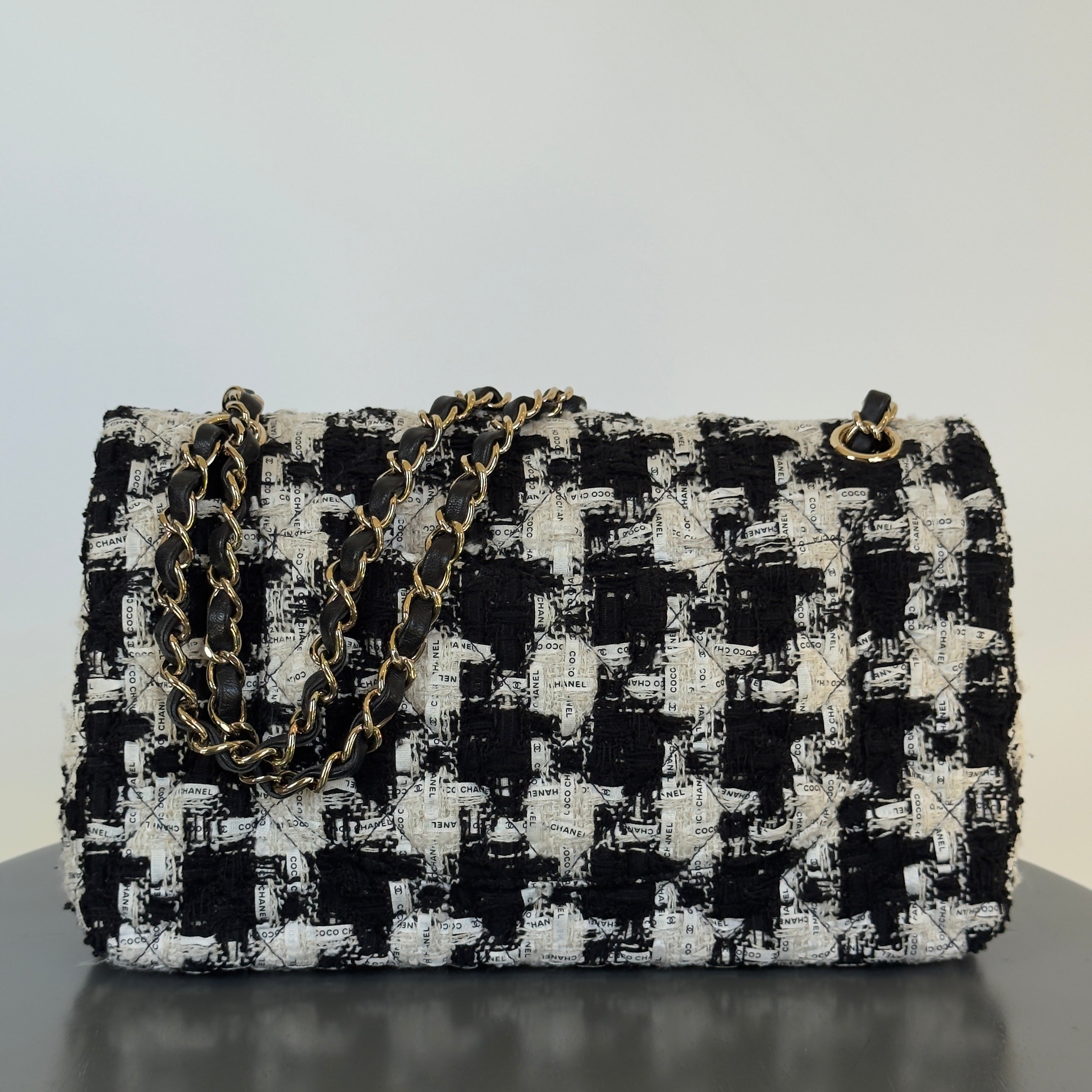 Chanel Classic Double Flap Medium 20S Houndstooth Tweed Light Gold Hardware -  Replica Handbags 
