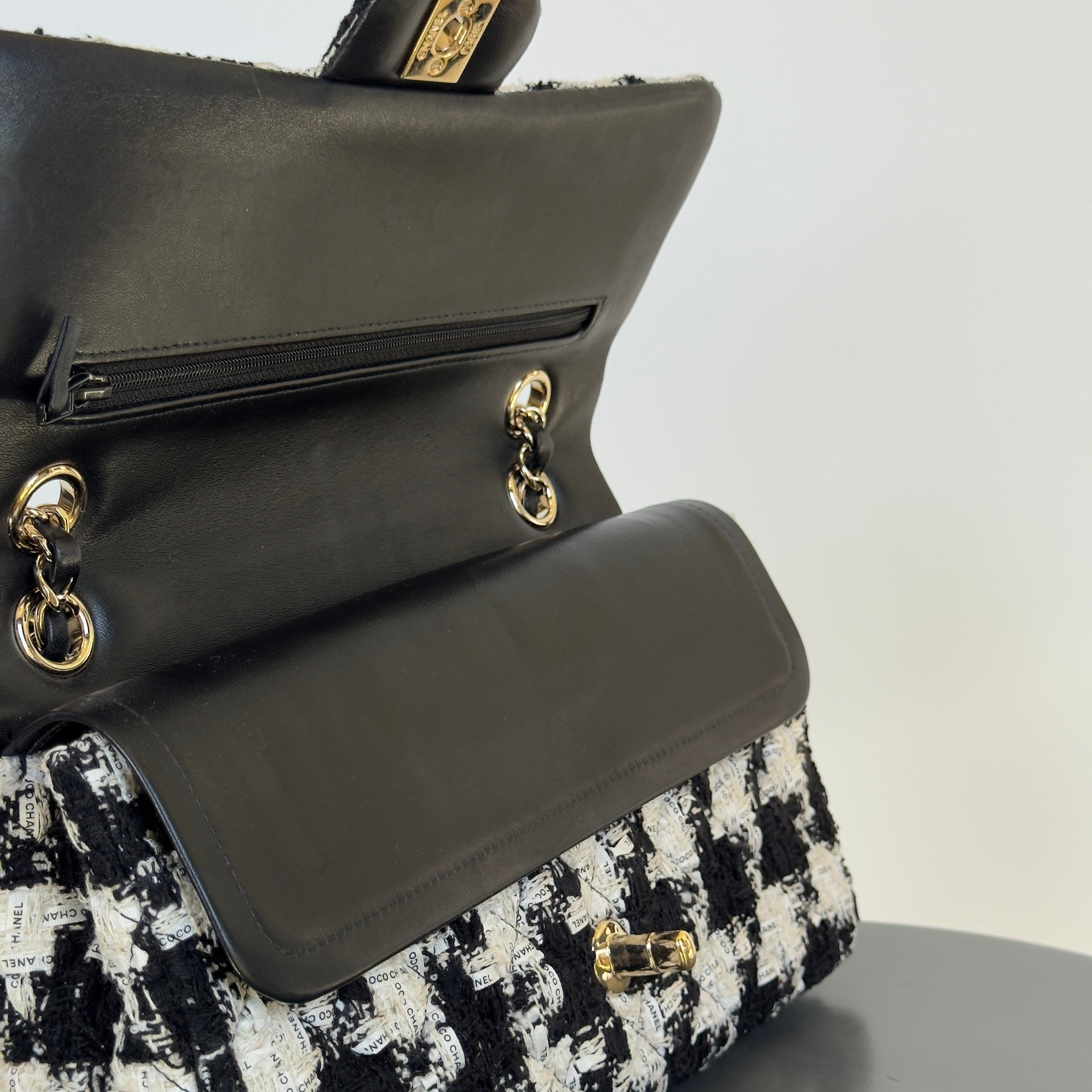 Chanel Classic Double Flap Medium 20S Houndstooth Tweed Light Gold Hardware - Replica Handbags