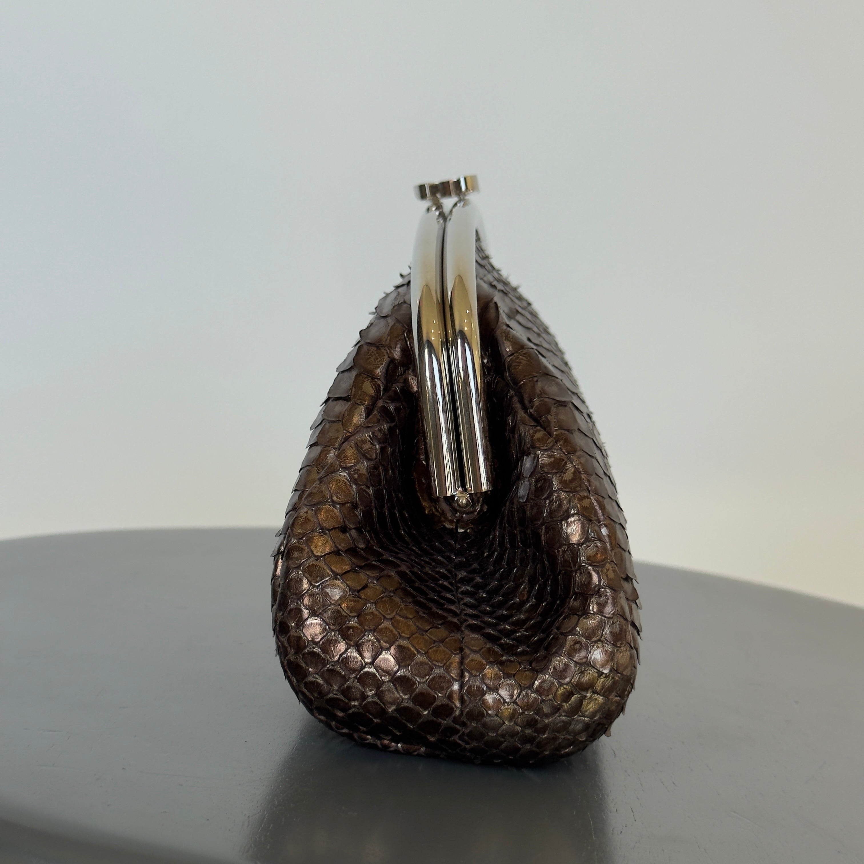 Chanel Metallic Python Timeless Clutch Khaki -  Replica Handbags 