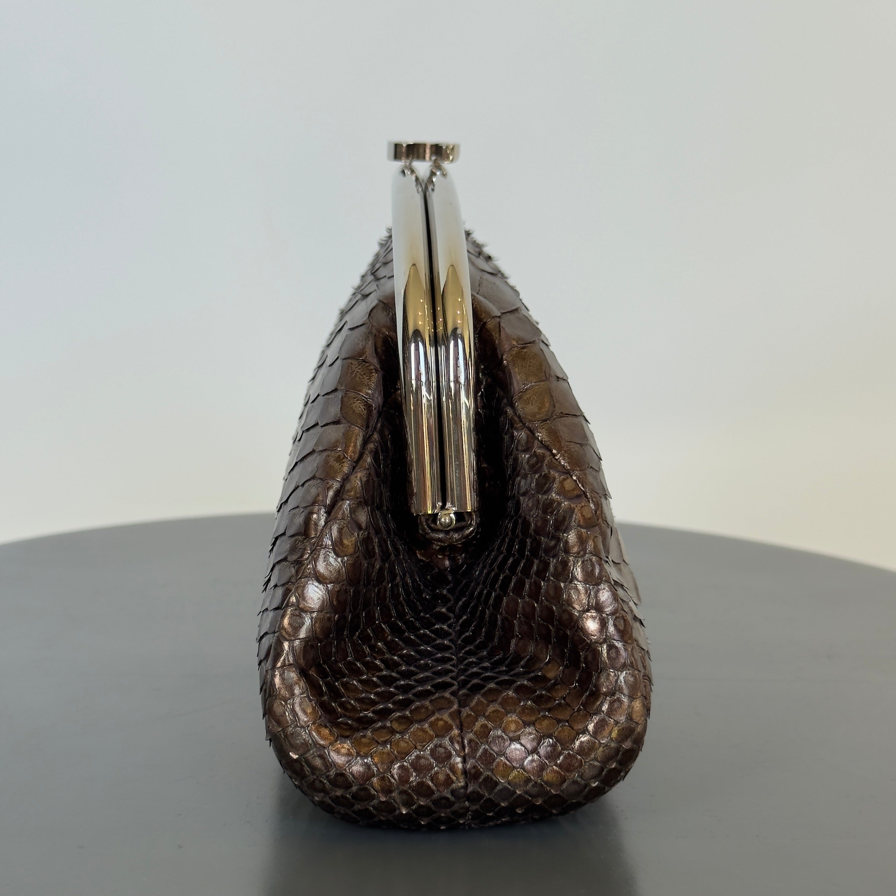 Chanel Metallic Python Timeless Clutch Khaki -  Replica Handbags 