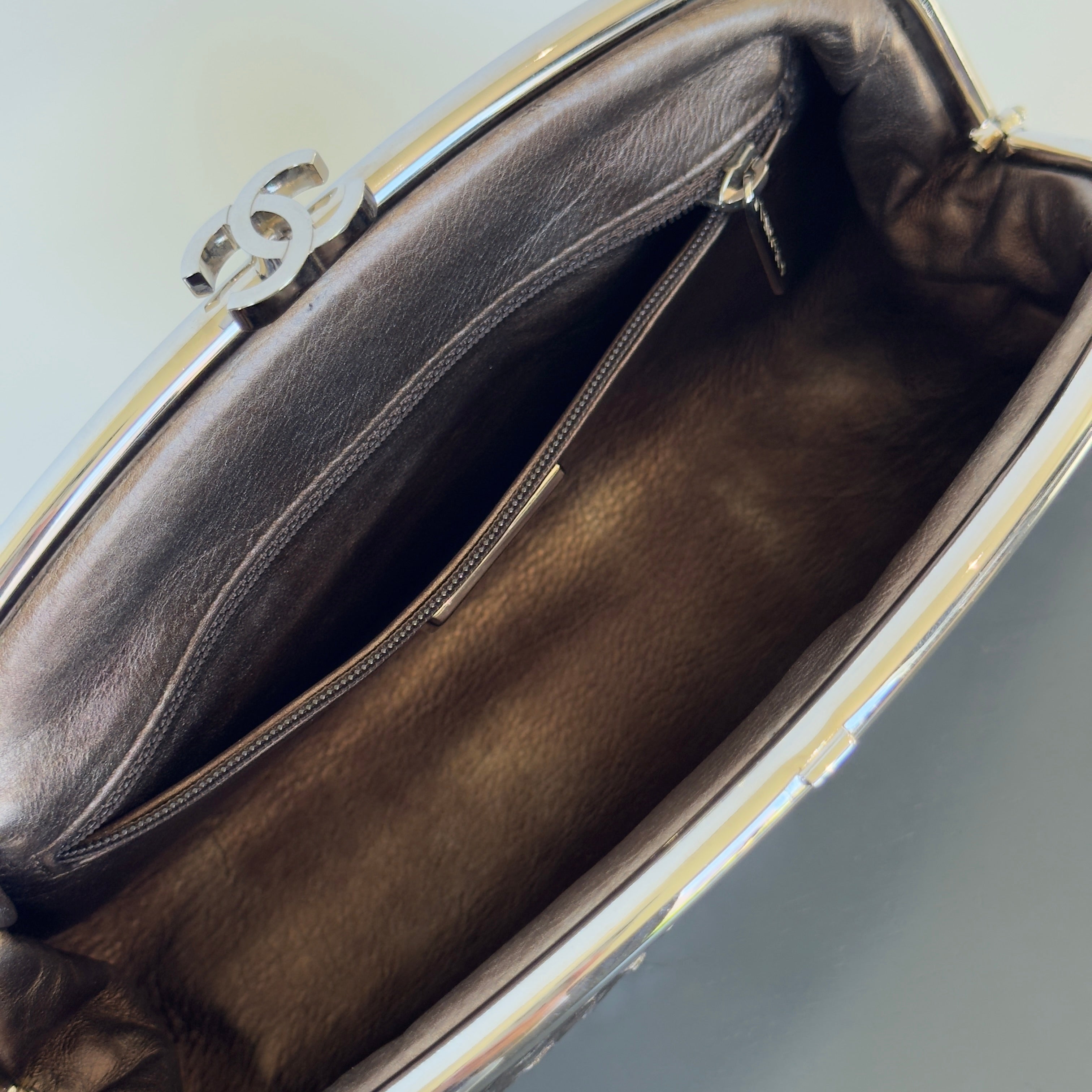 Chanel Metallic Python Timeless Clutch Khaki - Replica Handbags