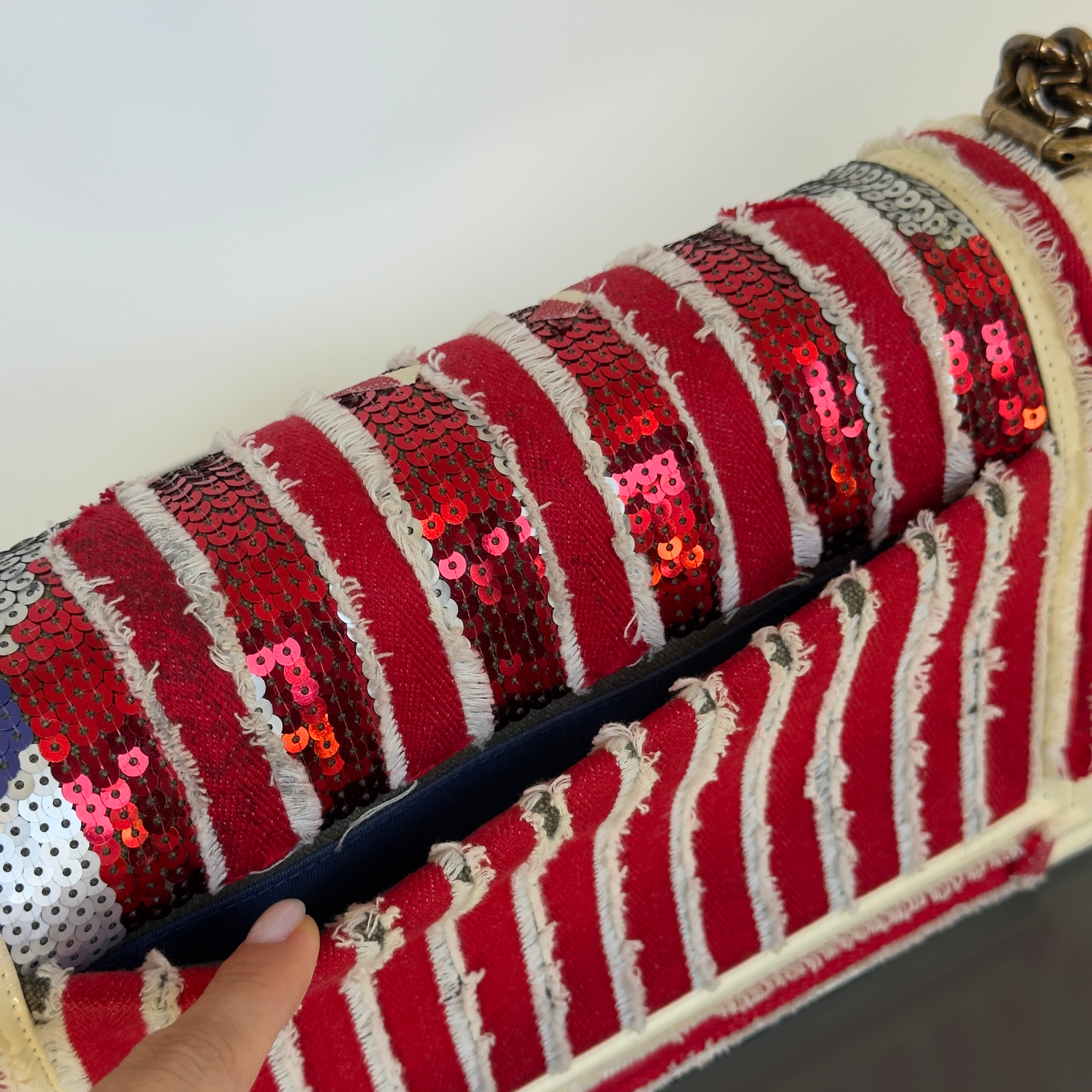 Rare Chanel Paris-Cuba Multicolor Sequin Boy Bag Medium -  Replica Handbags 