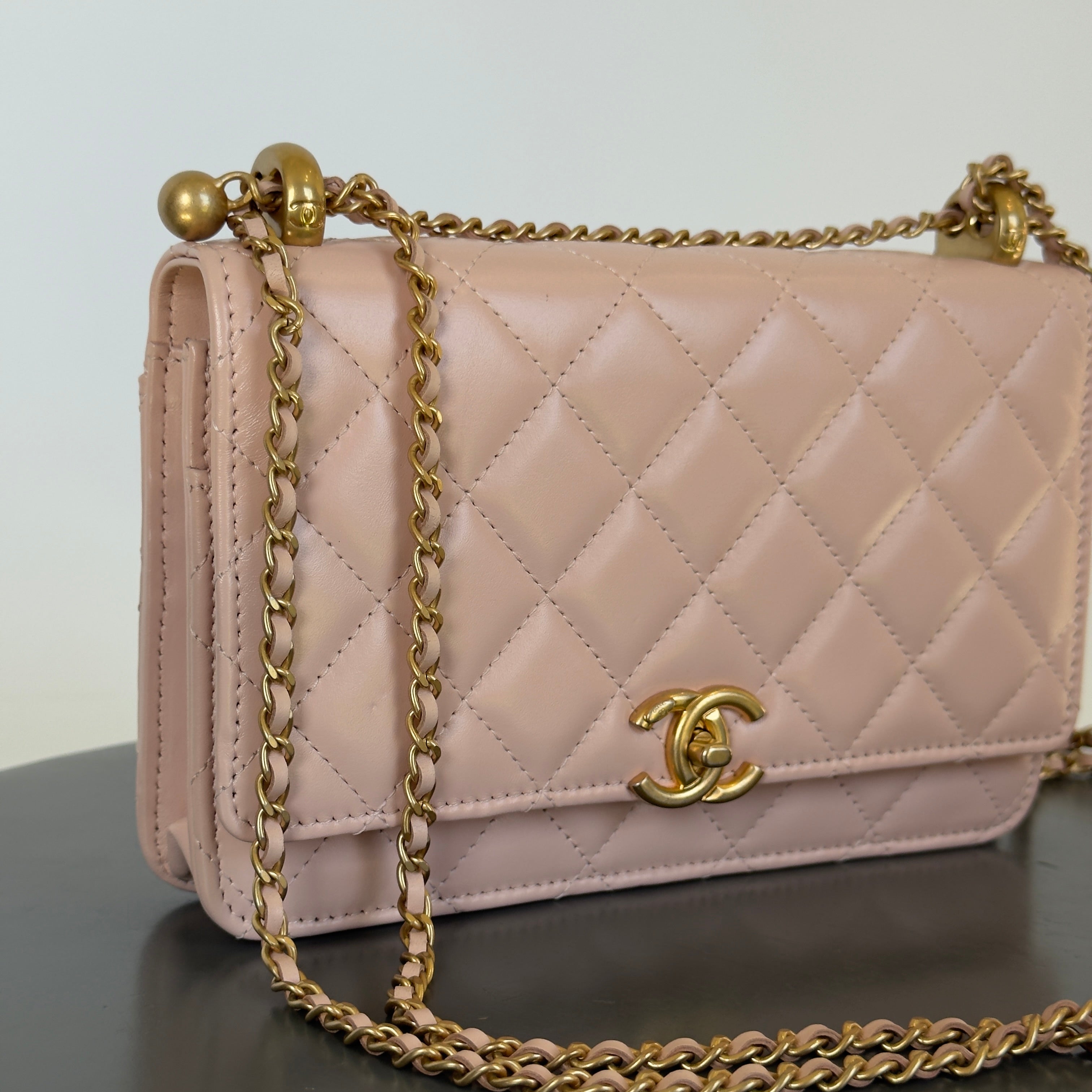 Chanel Calfskin Quilted Perfect Fit Wallet on Chain WOC Light Pink -  Replica Handbags 