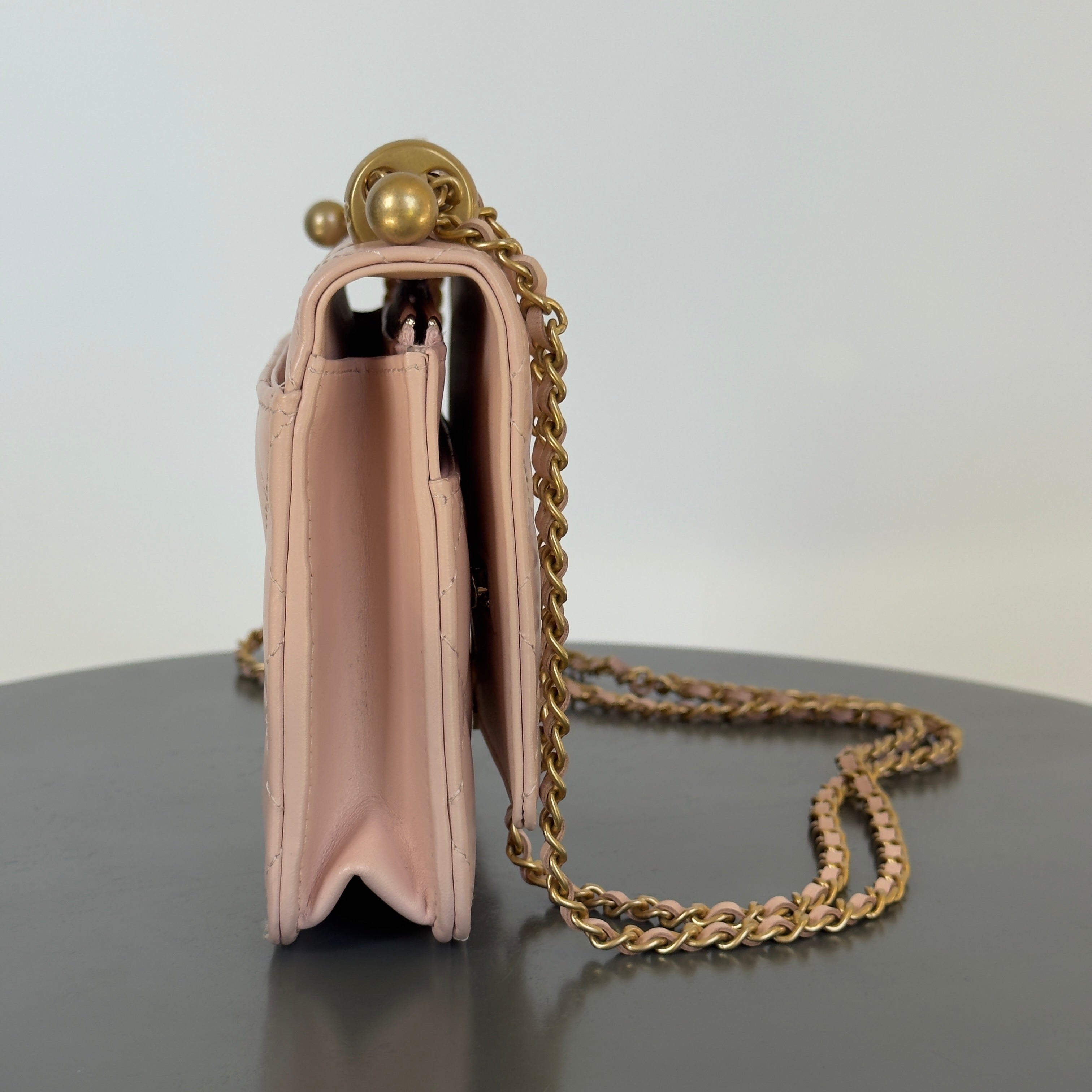 Chanel Calfskin Quilted Perfect Fit Wallet on Chain WOC Light Pink -  Replica Handbags 