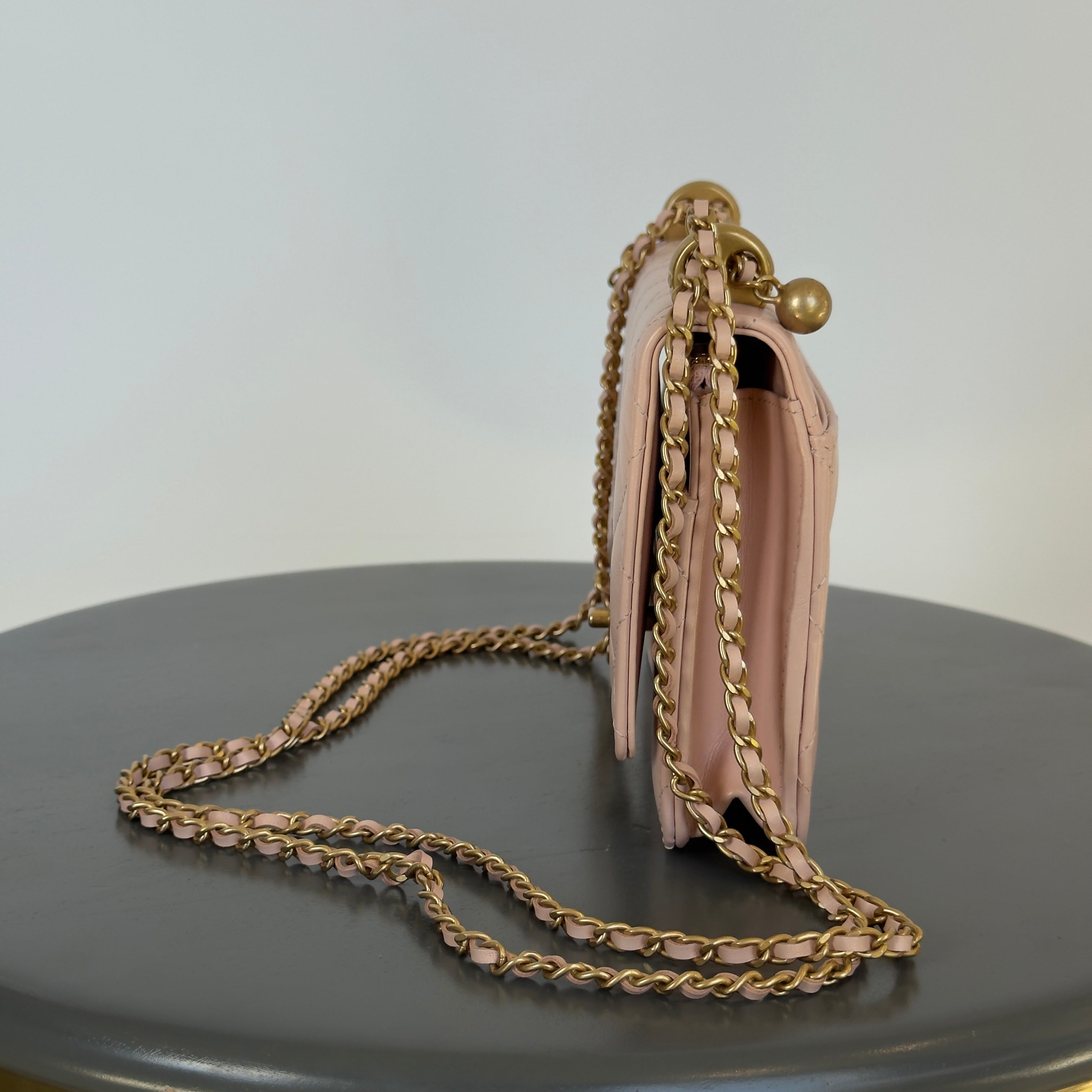 Chanel Calfskin Quilted Perfect Fit Wallet on Chain WOC Light Pink -  Replica Handbags 