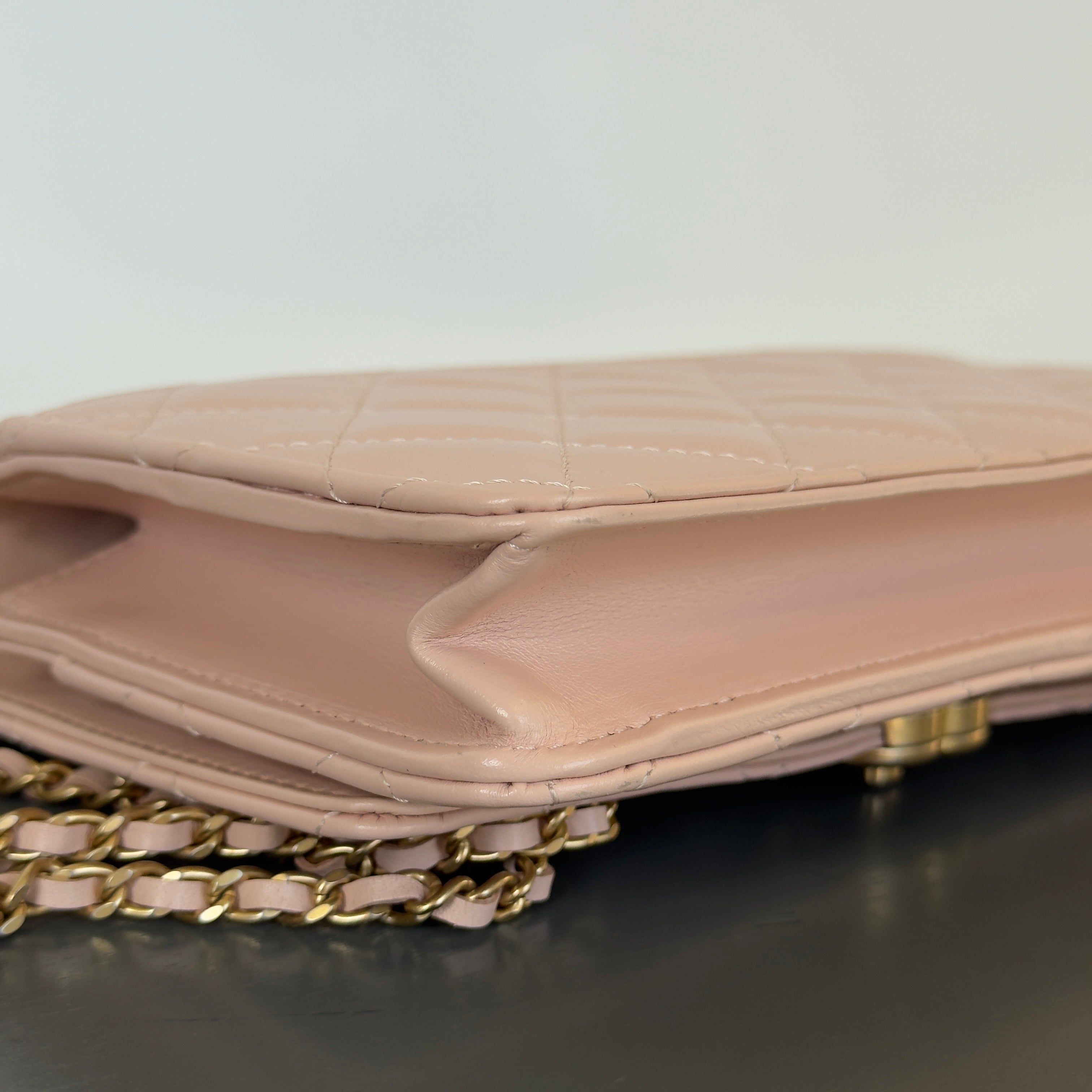 Chanel Calfskin Quilted Perfect Fit Wallet on Chain WOC Light Pink -  Replica Handbags 