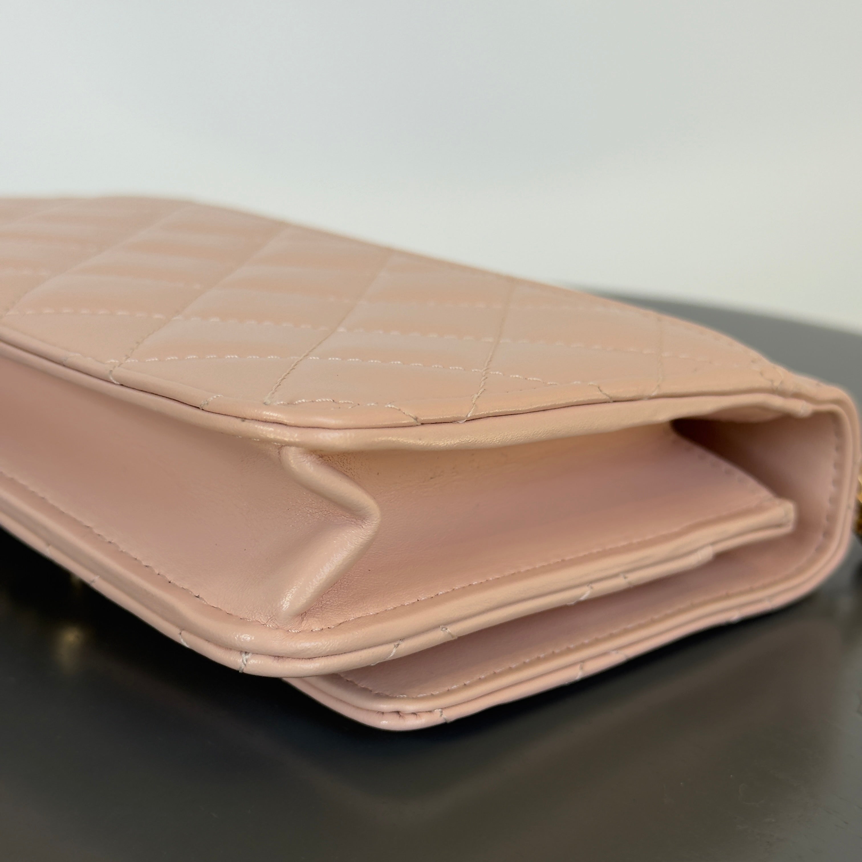Chanel Calfskin Quilted Perfect Fit Wallet on Chain WOC Light Pink -  Replica Handbags 