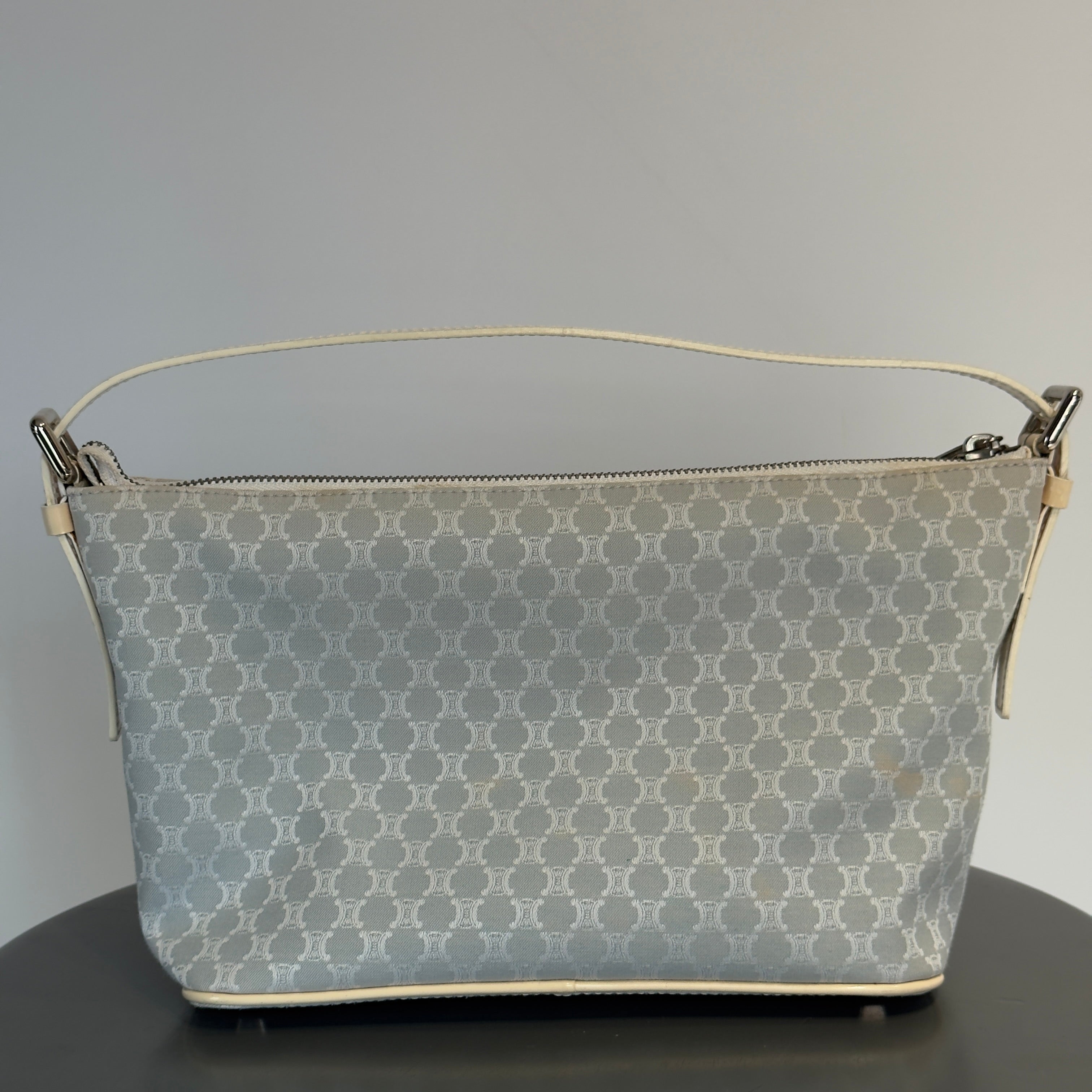 Vintage Celine Canvas Blue Triomphe Pochette -  Replica Handbags 