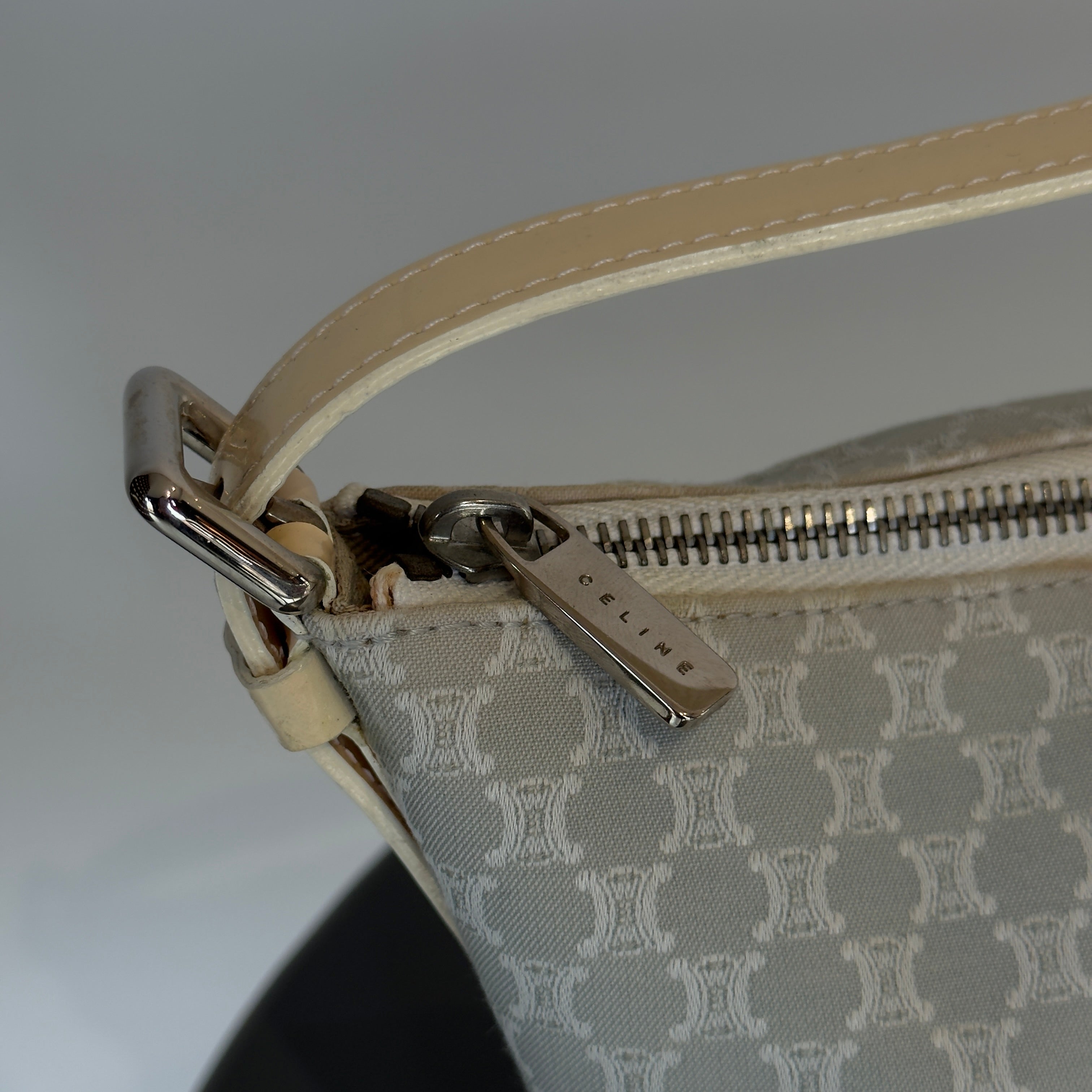 Vintage Celine Canvas Blue Triomphe Pochette -  Replica Handbags 