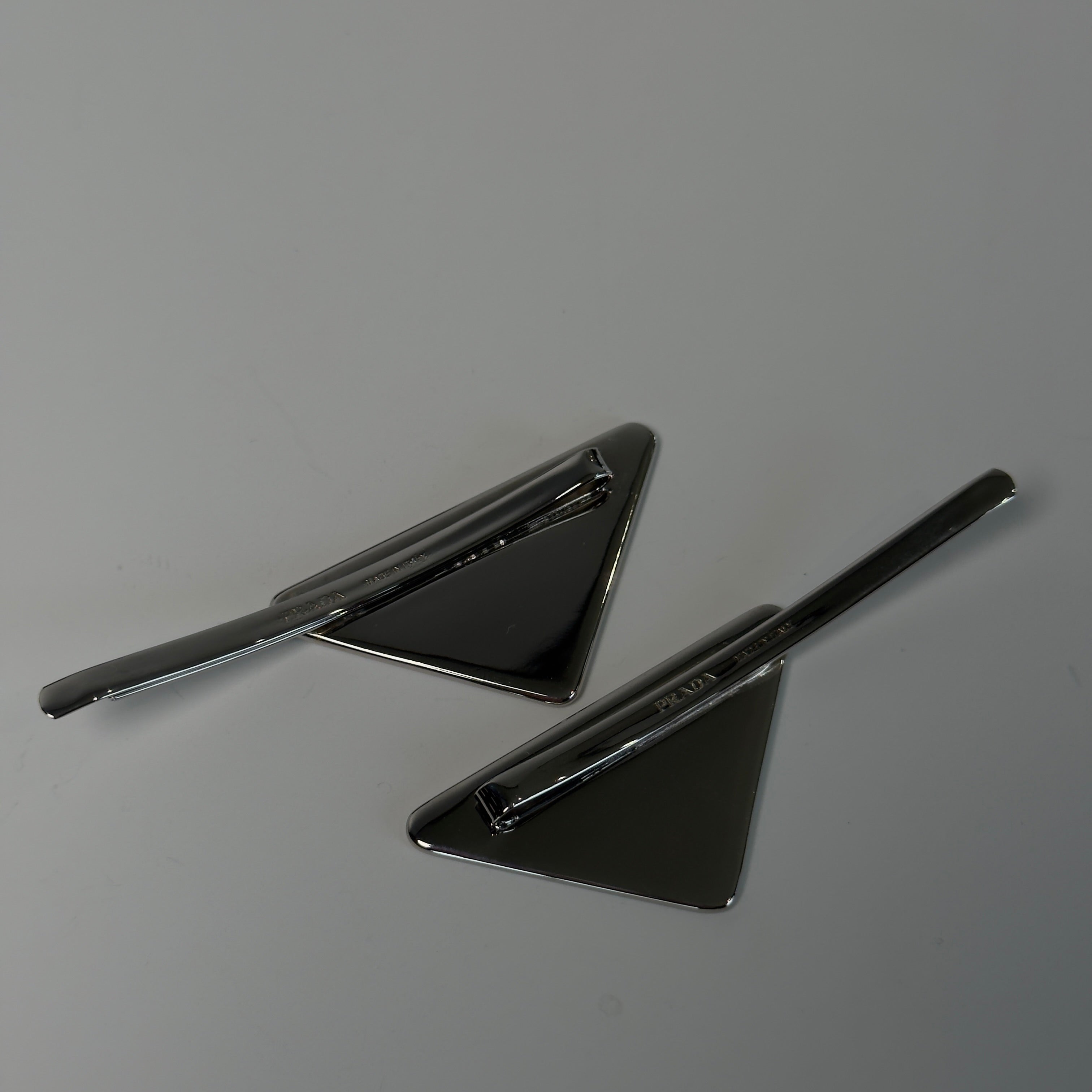 Prada Enamel Triangle Logo Hair Clips -  Replica Handbags 