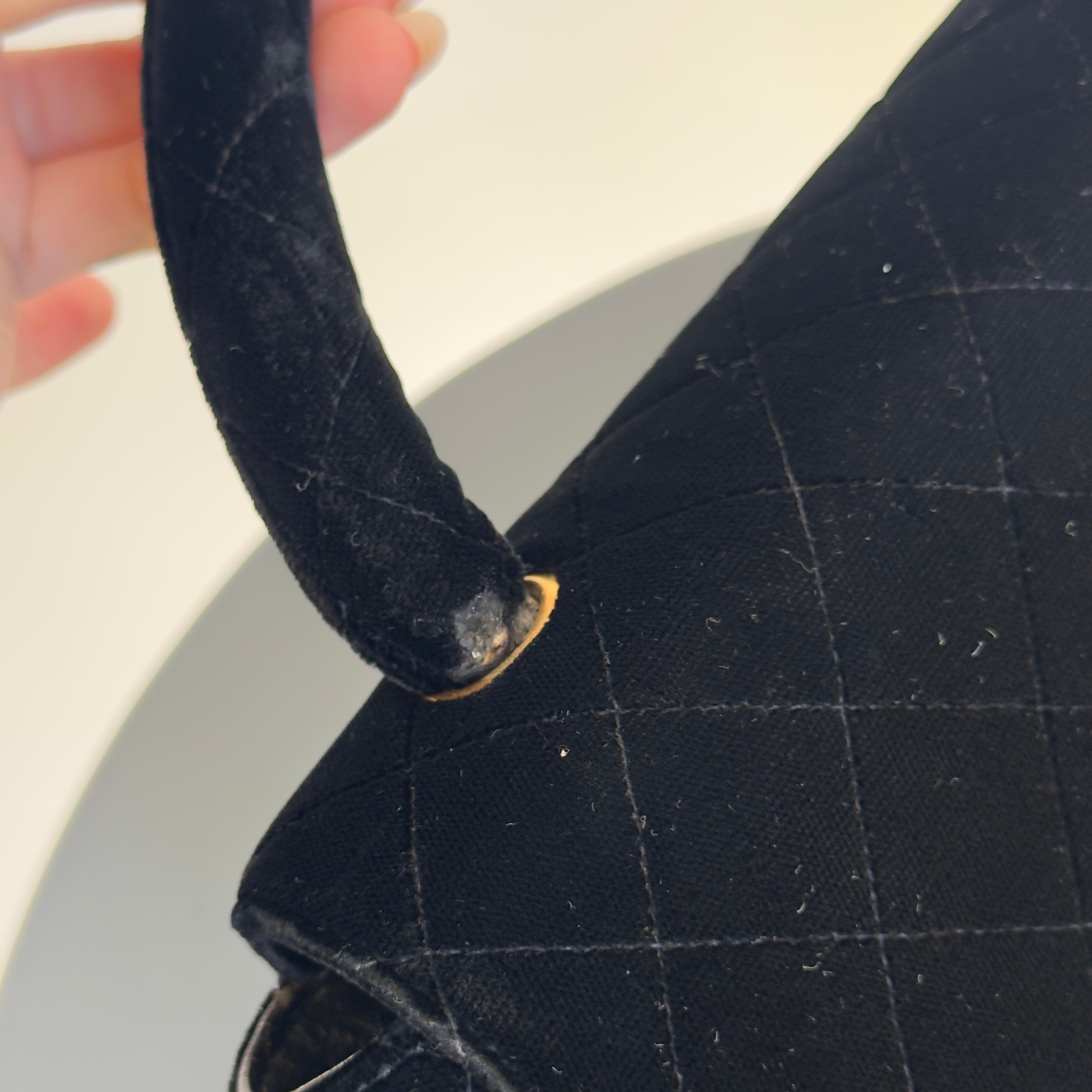 Chanel Black Quilted Velvet Medium Top Handle Bag -  Replica Handbags 