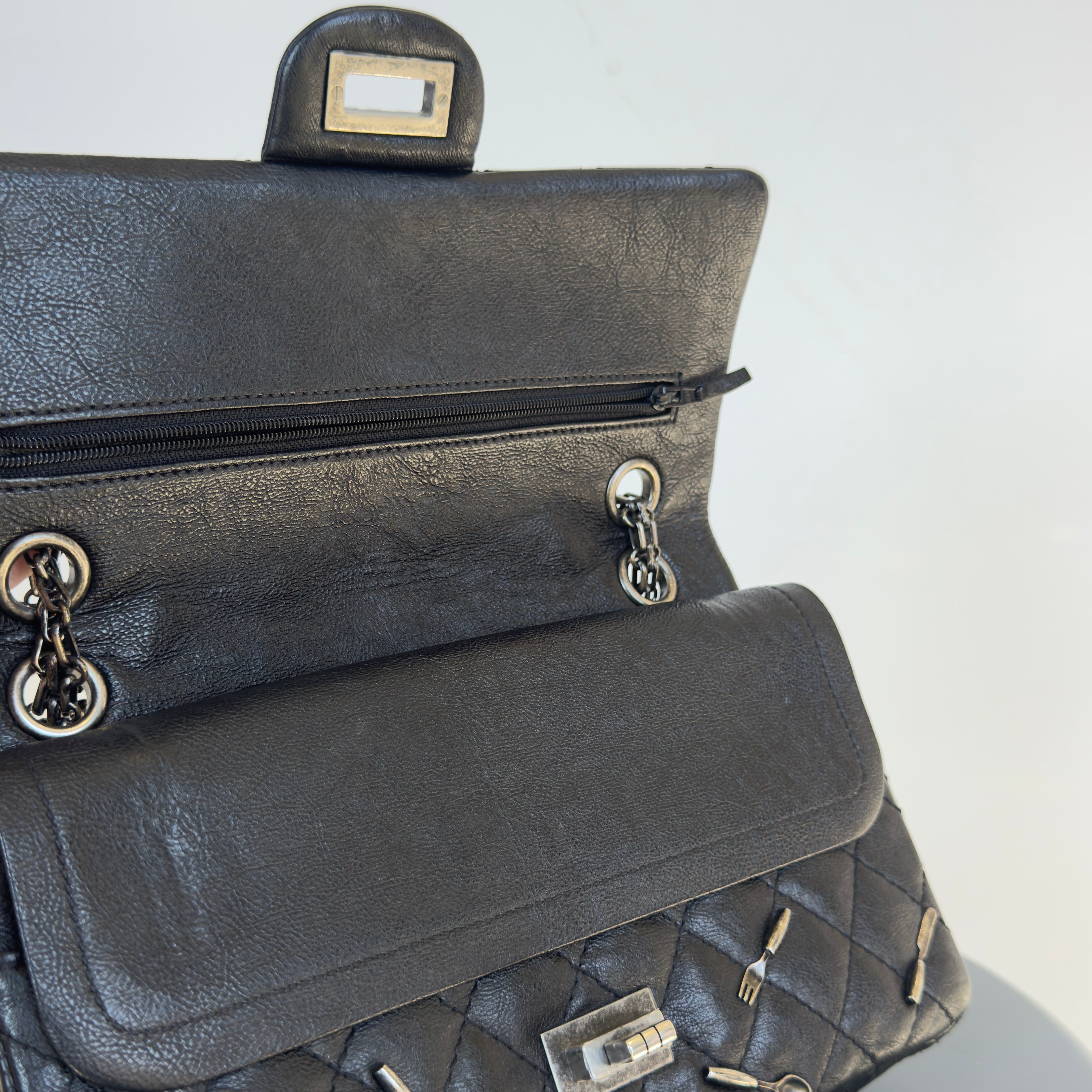 Ultra Rare Limited Edition Chanel 2015 Calfskin Brasserie Charms 2.55 Reissue Flap Bag -  Replica Handbags 