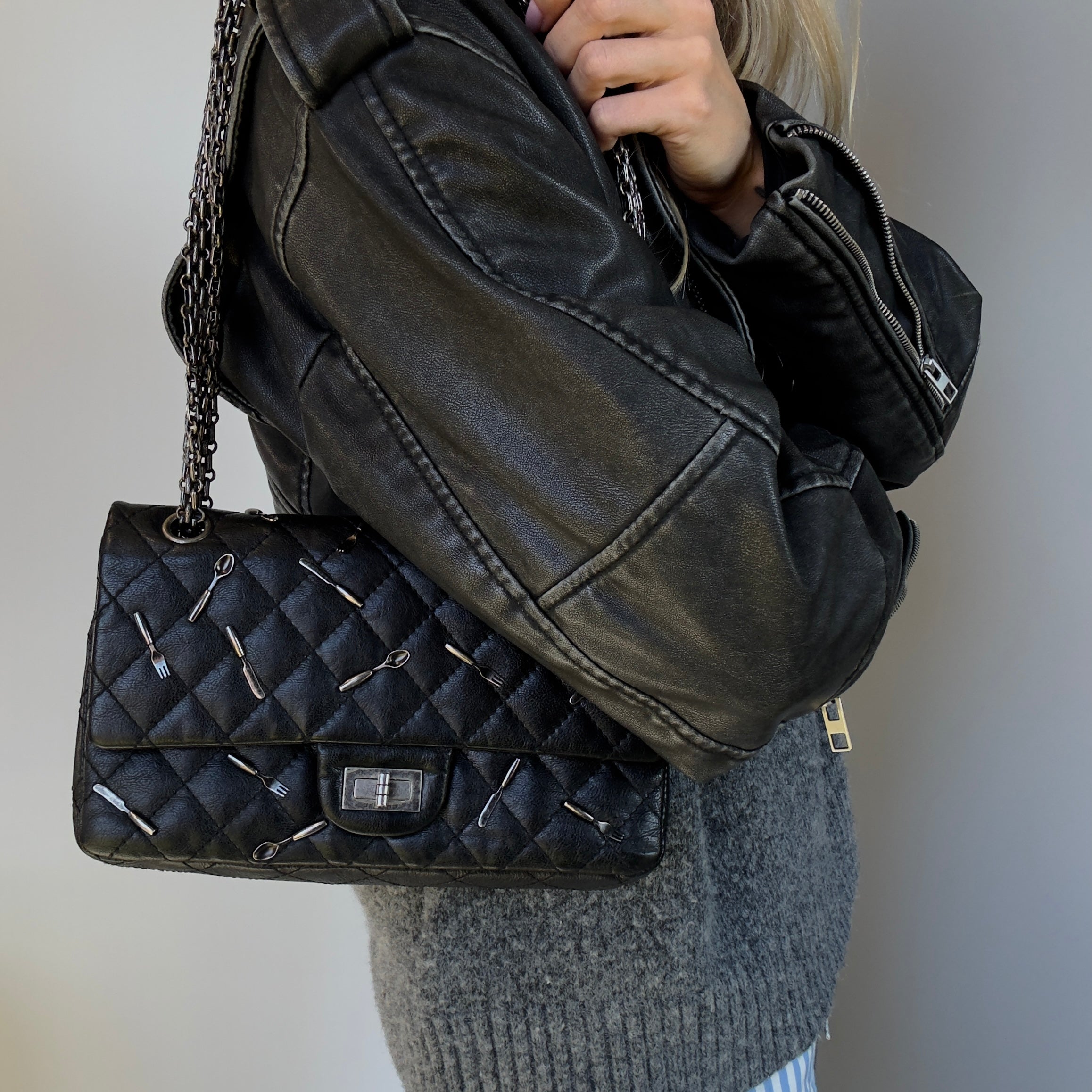 Ultra Rare Limited Edition Chanel 2015 Calfskin Brasserie Charms 2.55 Reissue Flap Bag - Replica Handbags