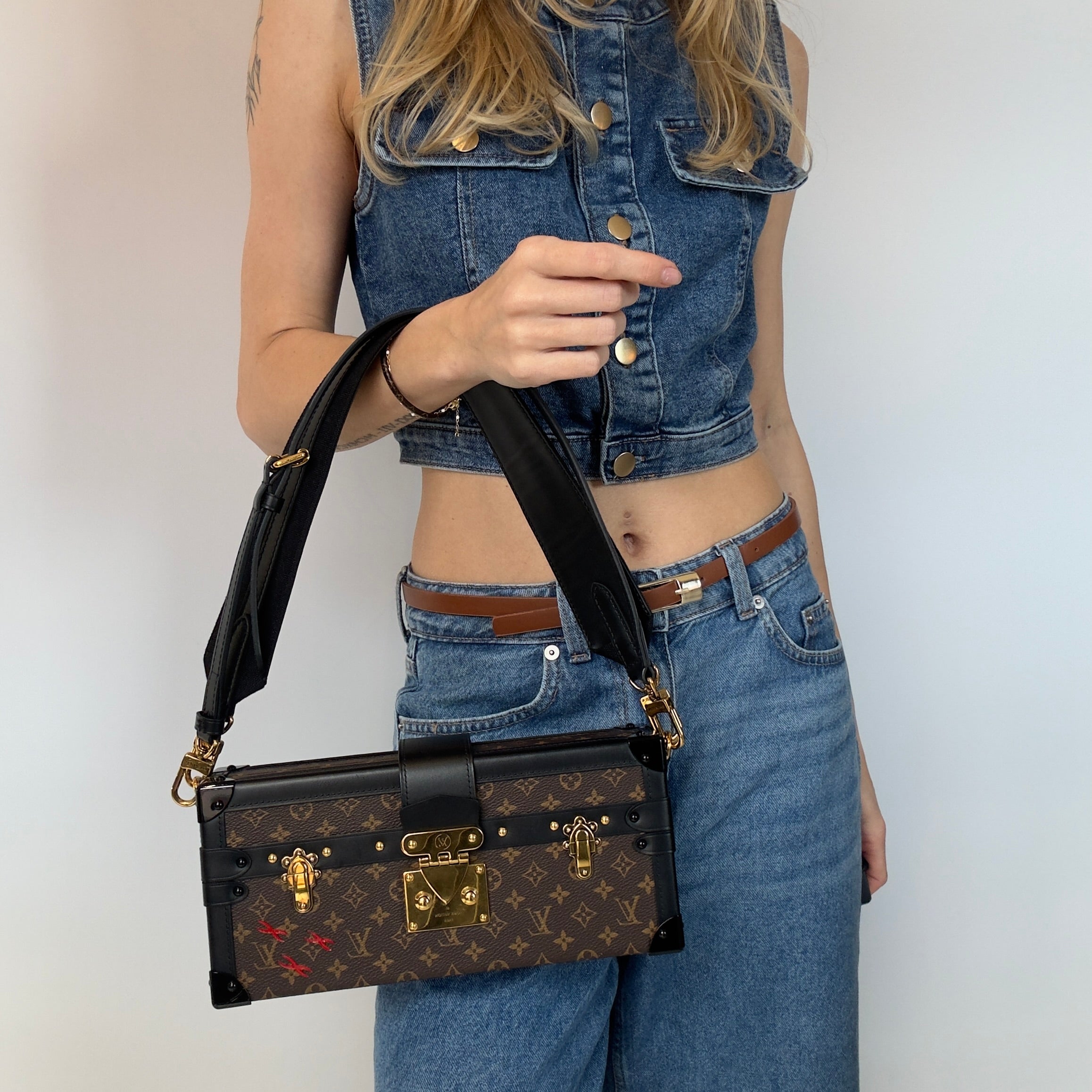 Louis Vuitton Limited Edition Runway Monogram Canvas Petite Malle East West Gold Hardware 2022 -  Replica Handbags 