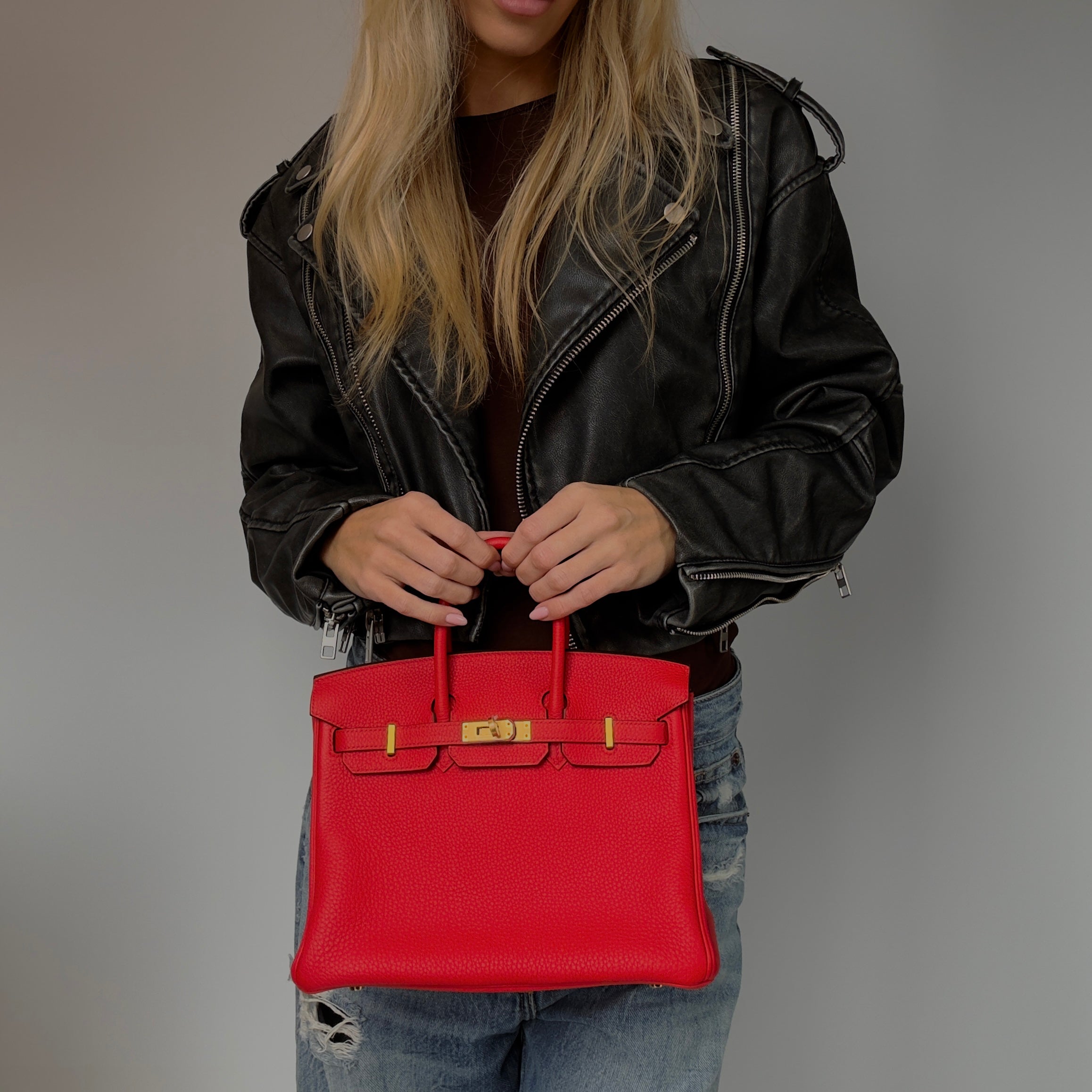 Hermes Birkin 25 Rouge De Coeur Togo Gold Toned Hardware - Replica Handbags