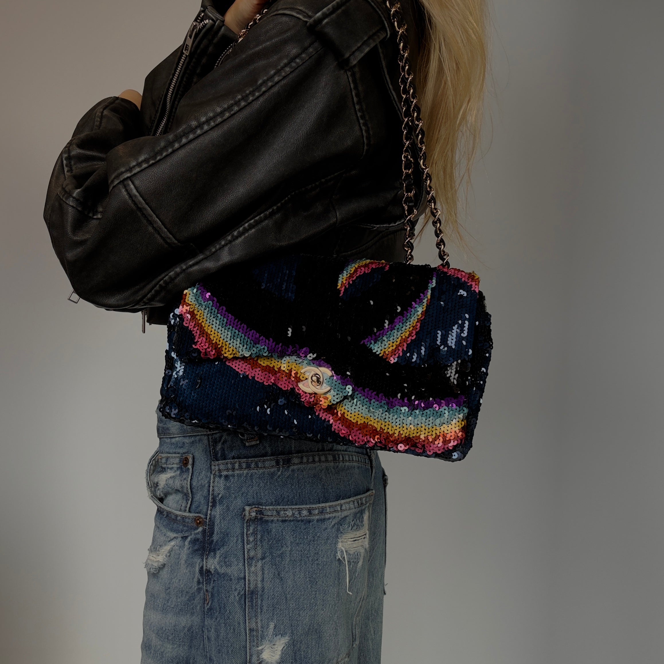 Chanel Rainbow Sequin 2021 Flap Bag -  Replica Handbags 