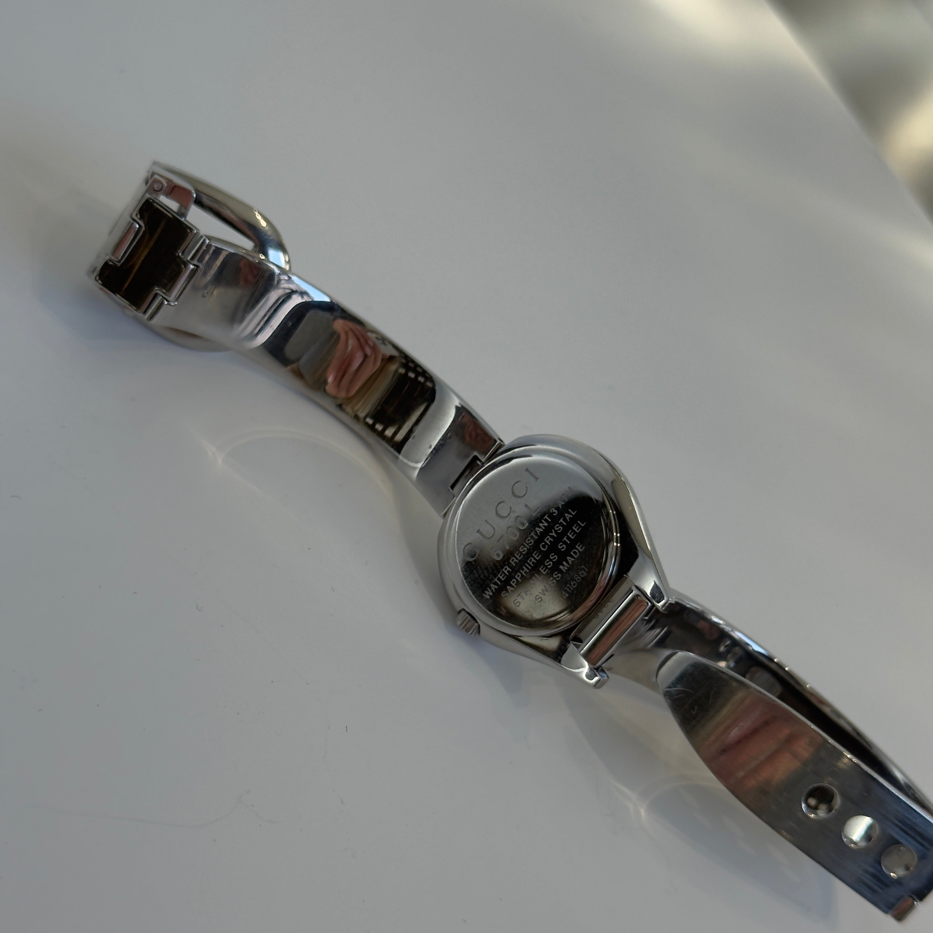 Gucci 6700L Stainless Steel Mother Of Pearl Dial Bangle Watch -  Replica Handbags 