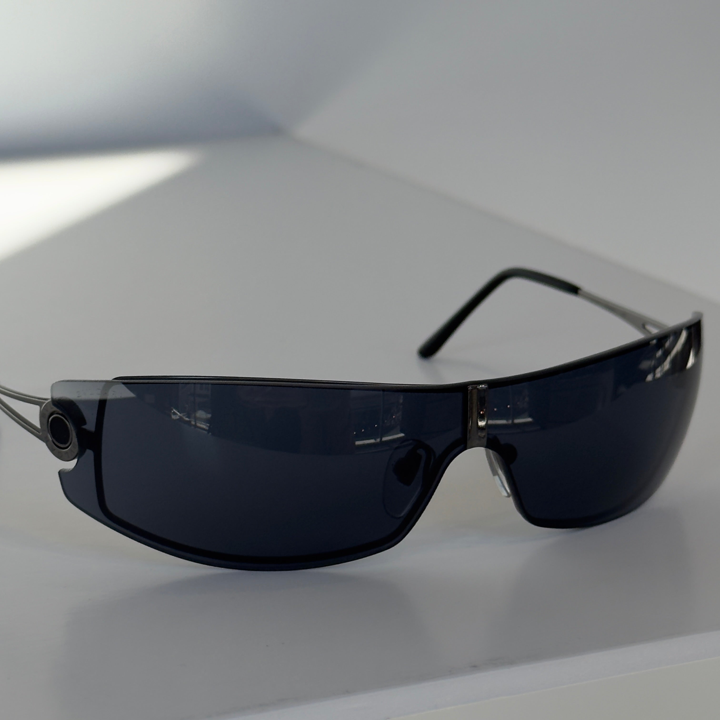 Bvlgari Black Wire Frame Shield Sunglasses -  Replica Handbags 