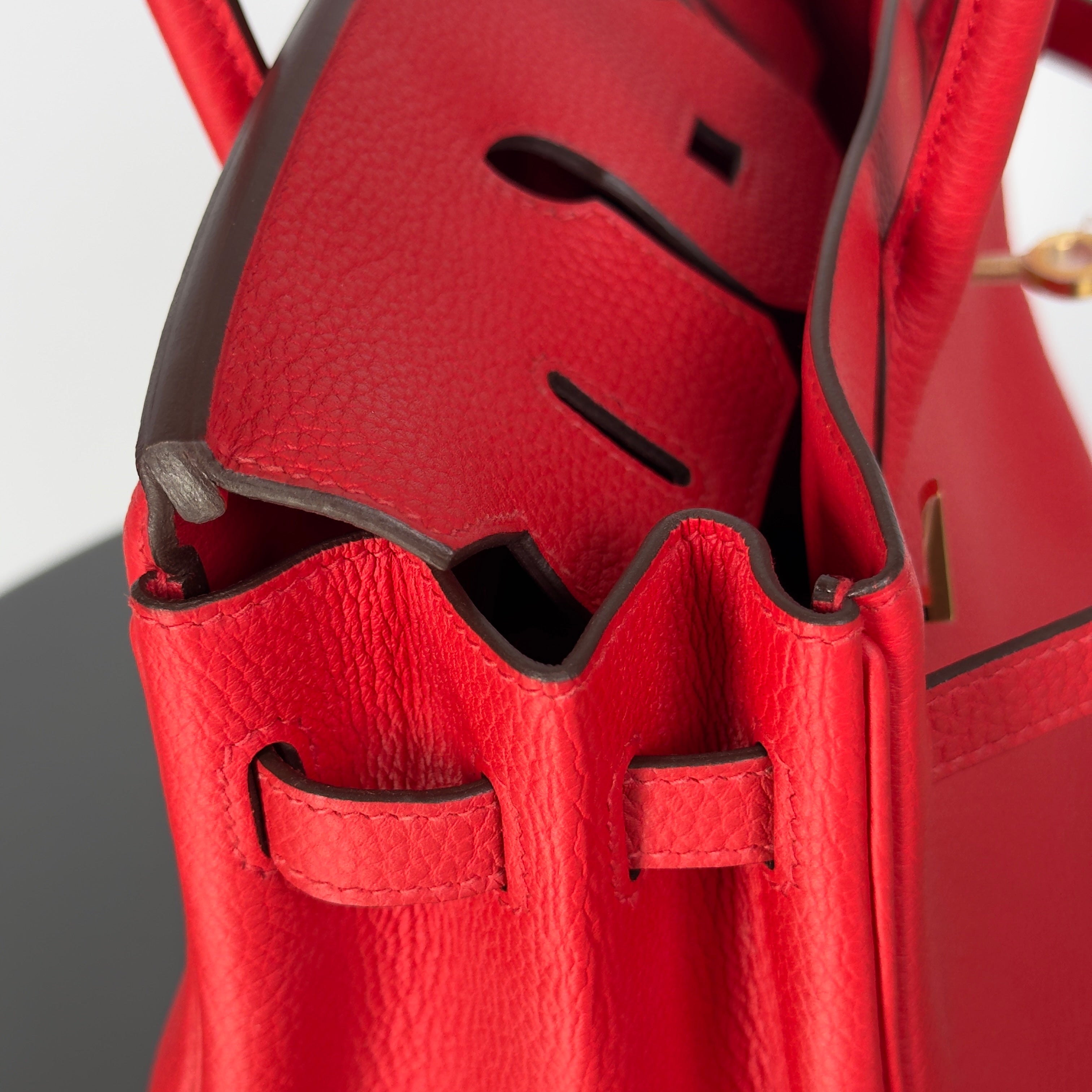 Hermes Birkin 25 Rouge De Coeur Togo Gold Toned Hardware -  Replica Handbags 