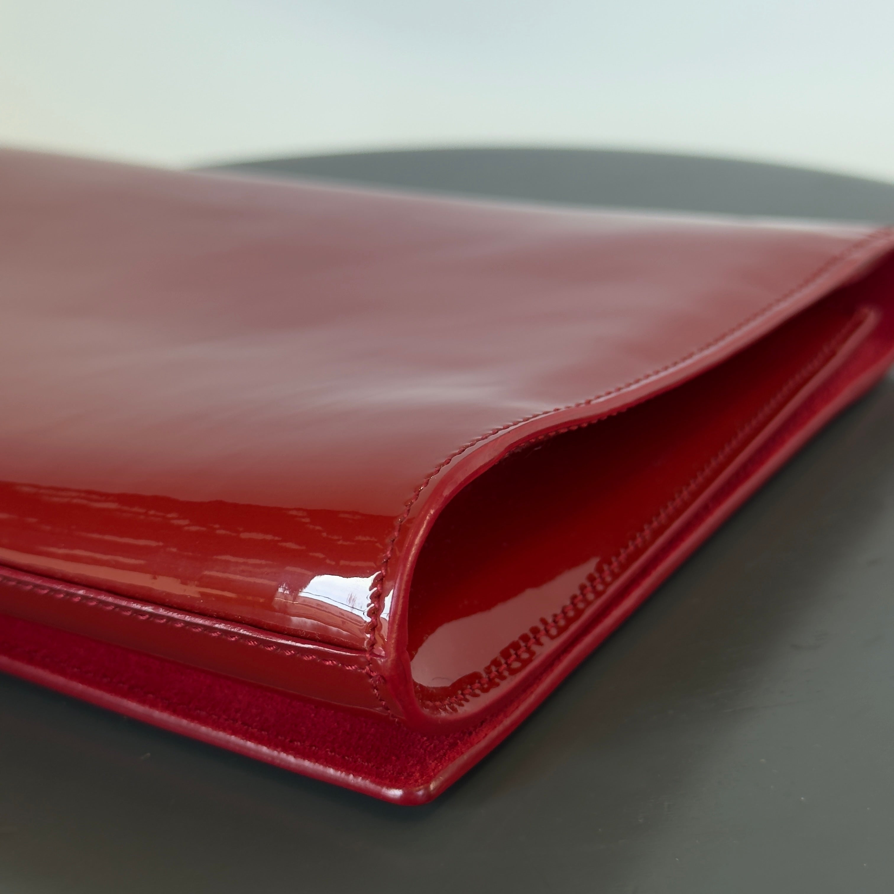 Yves Saint Laurent Belle De Jour Patent Leather Clutch Red