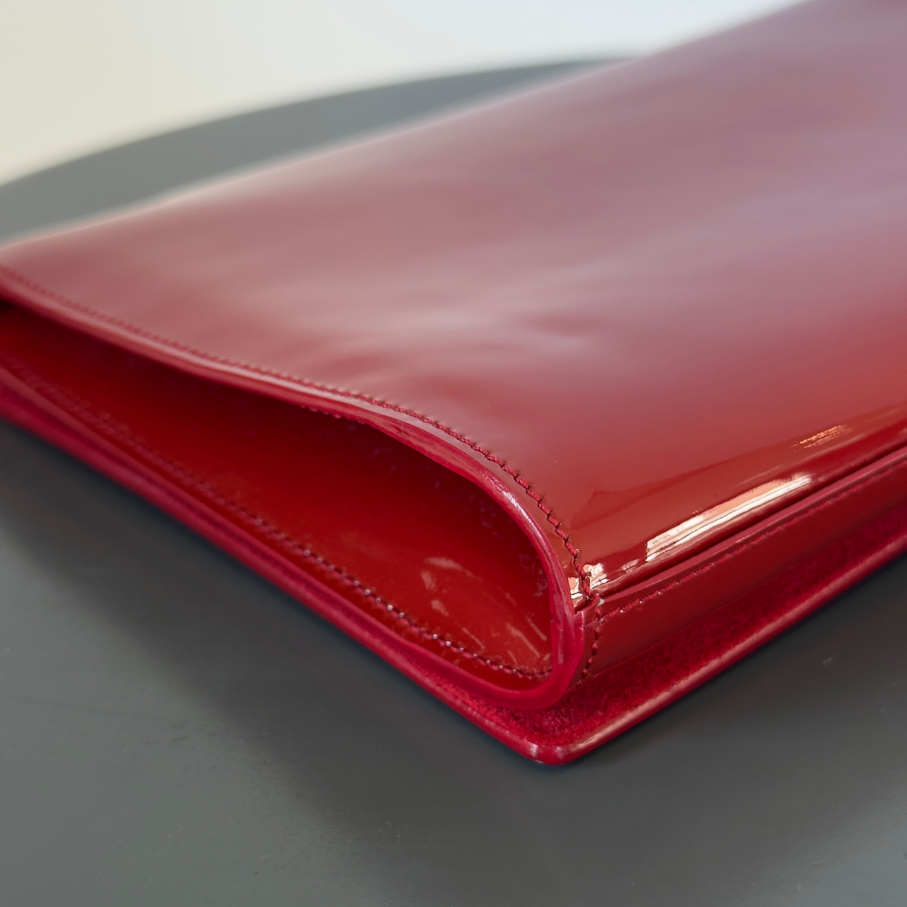 Yves Saint Laurent Belle De Jour Patent Leather Clutch Red