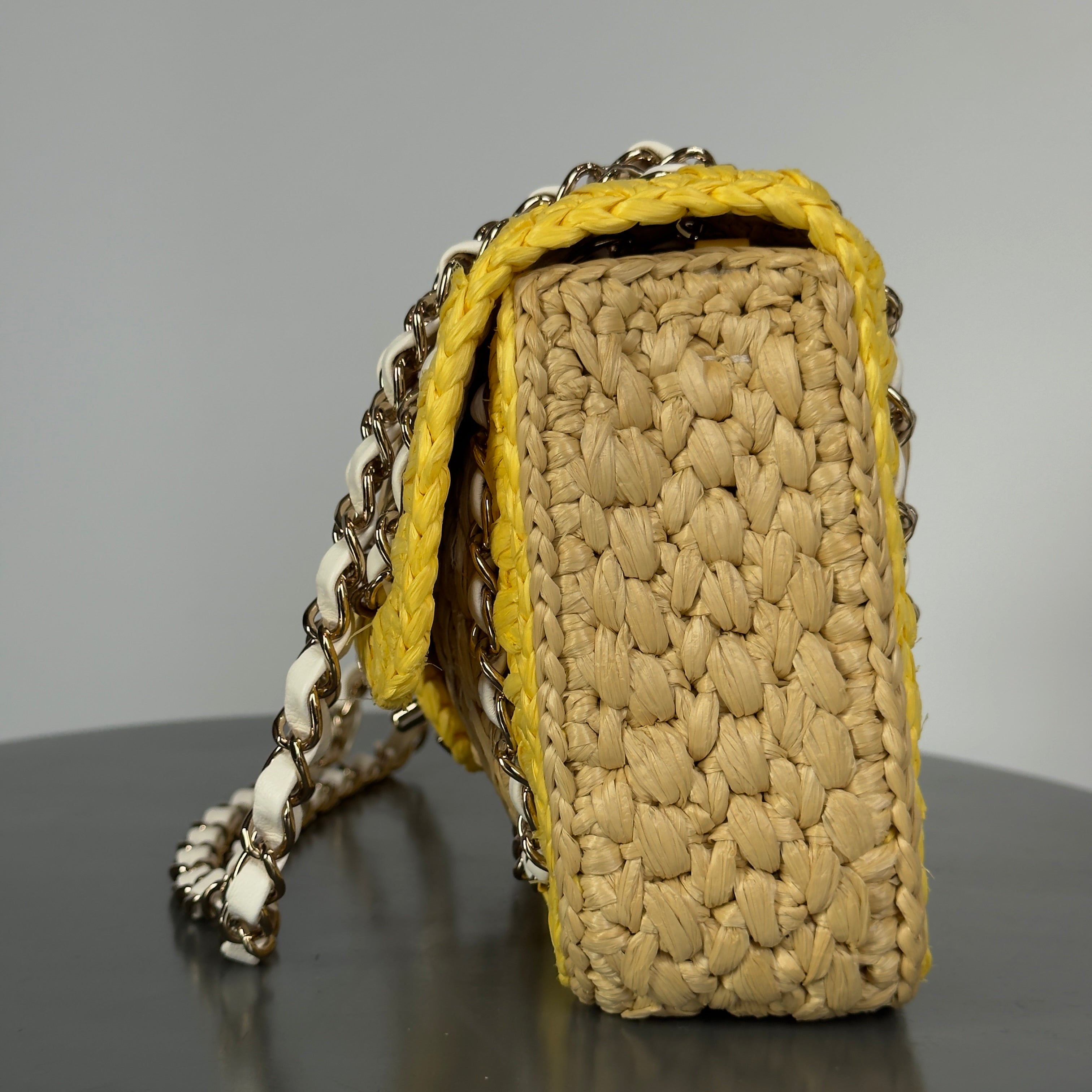 Chanel Raffia Chain Venice Beach Flap Bag Beige Yellow - Replica Handbags