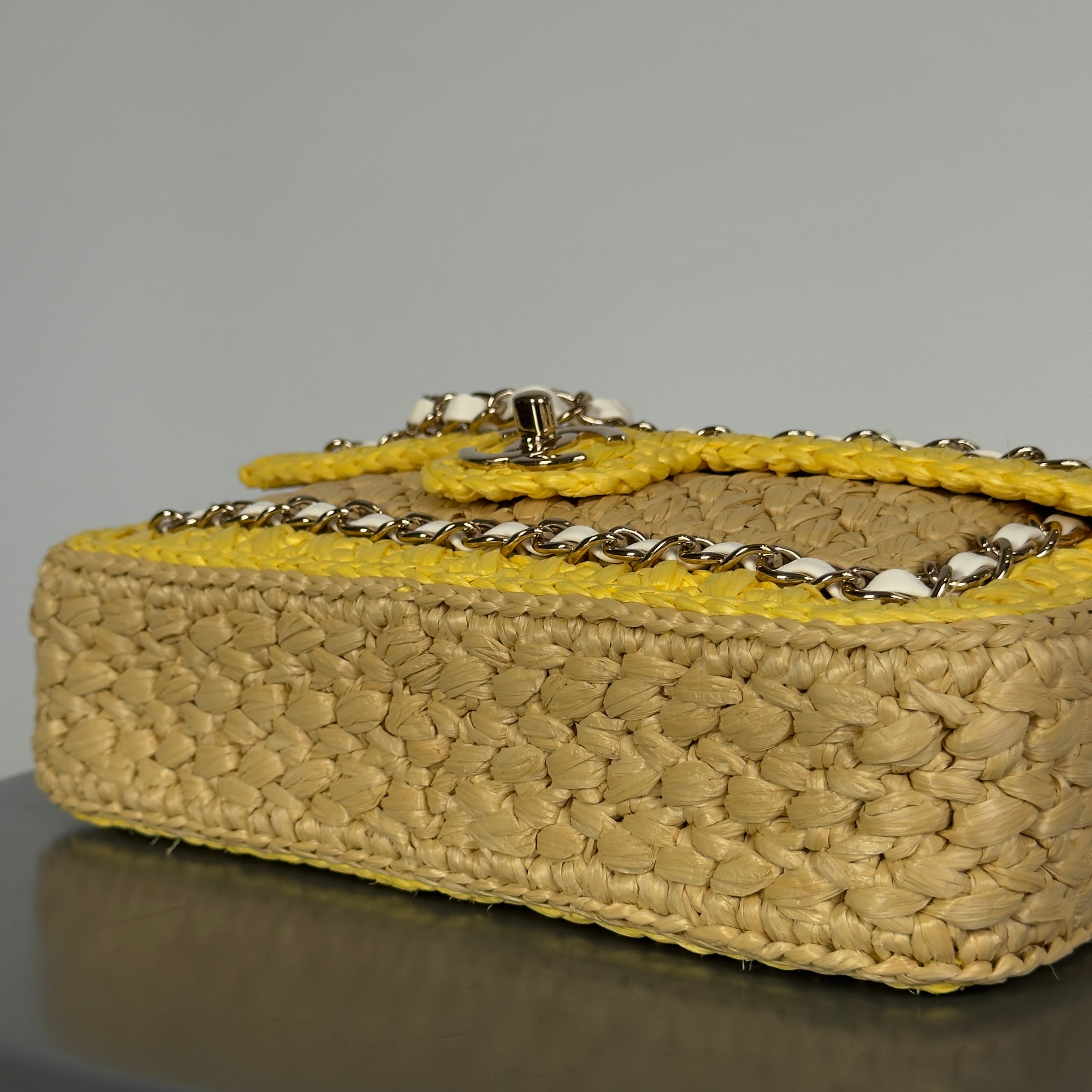 Chanel Raffia Chain Venice Beach Flap Bag Beige Yellow -  Replica Handbags 