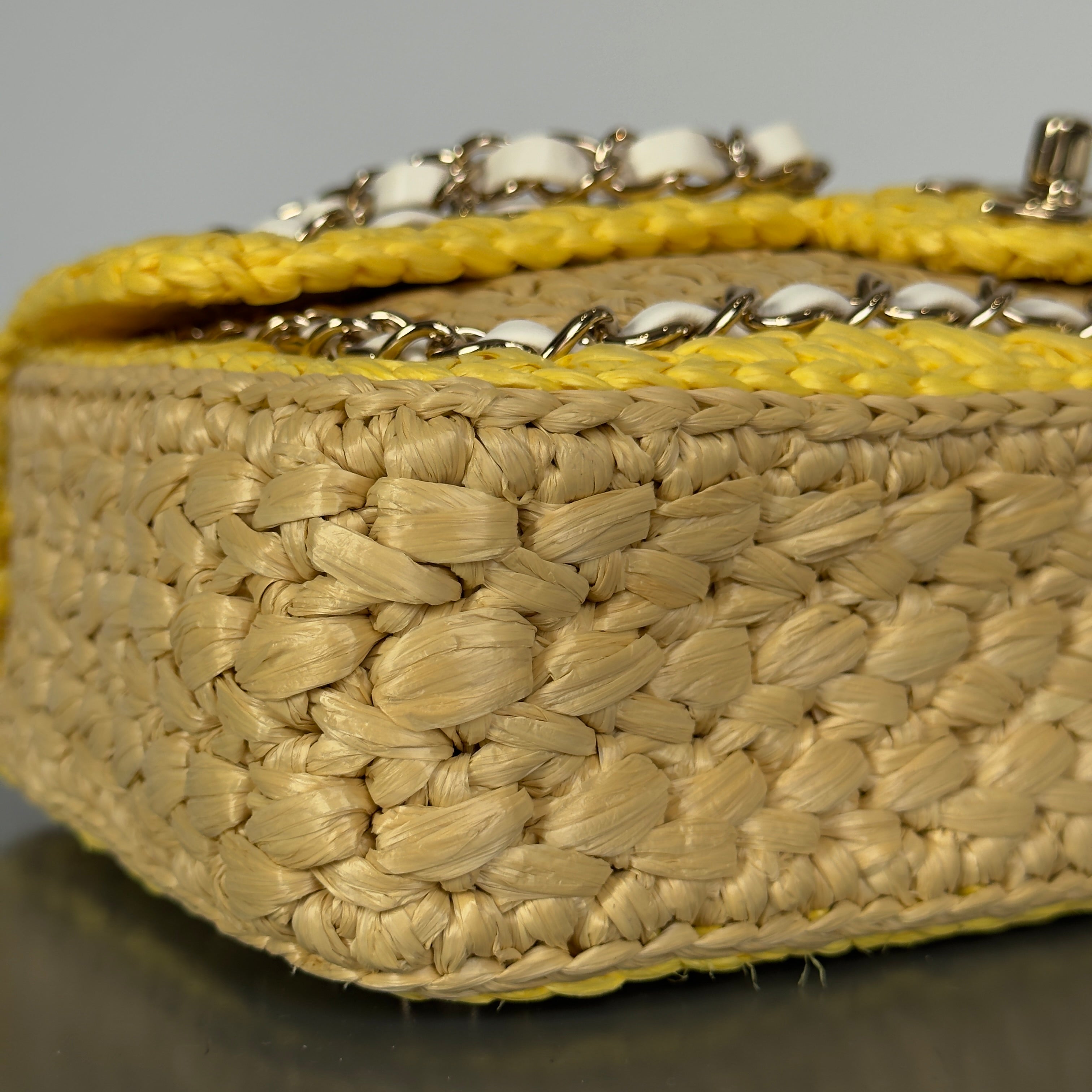 Chanel Raffia Chain Venice Beach Flap Bag Beige Yellow -  Replica Handbags 