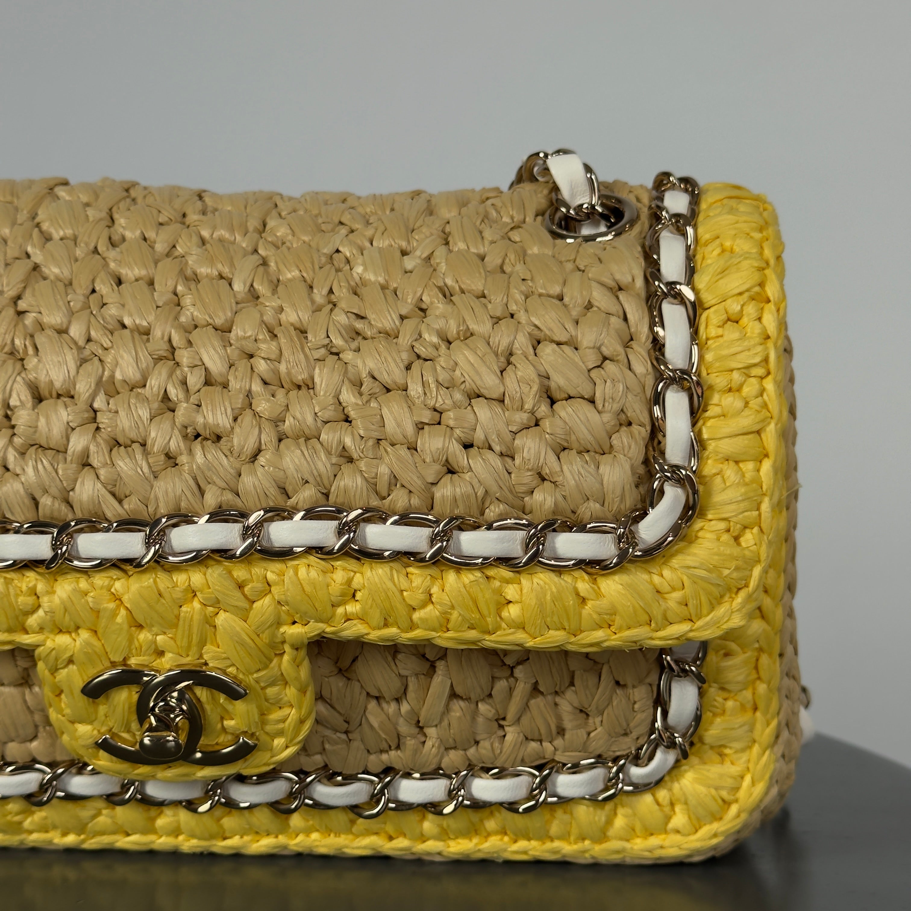 Chanel Raffia Chain Venice Beach Flap Bag Beige Yellow - Replica Handbags
