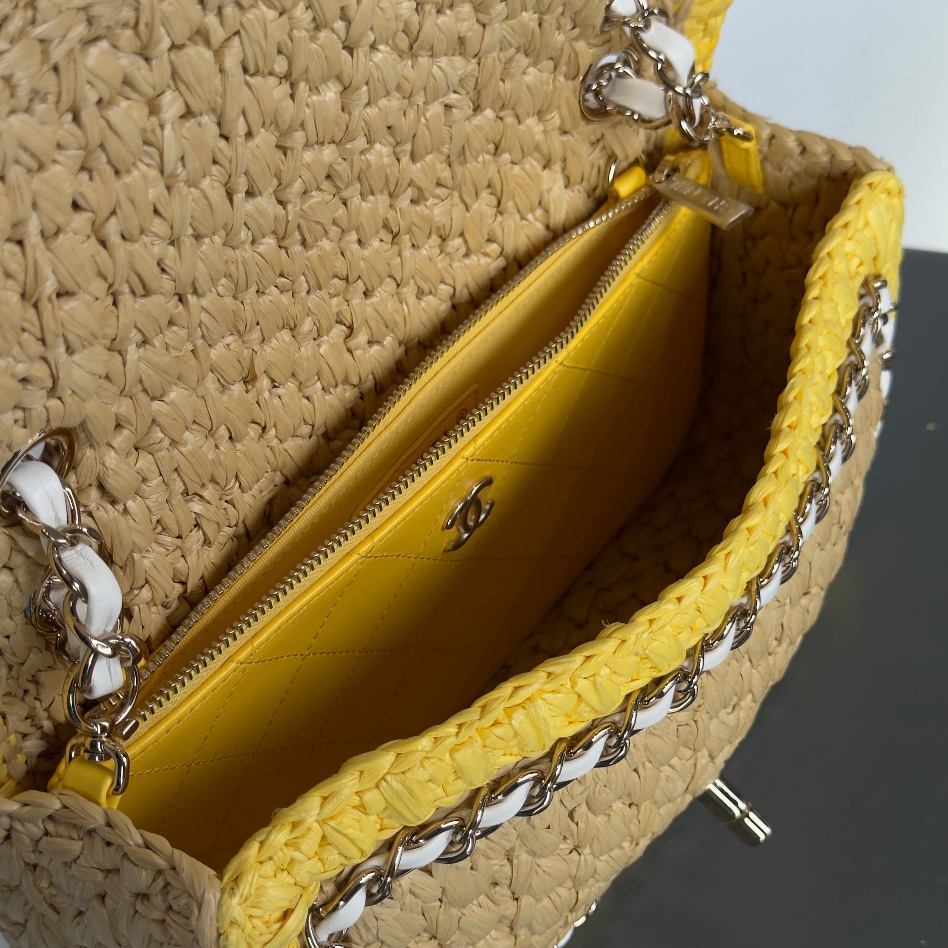 Chanel Raffia Chain Venice Beach Flap Bag Beige Yellow - Replica Handbags