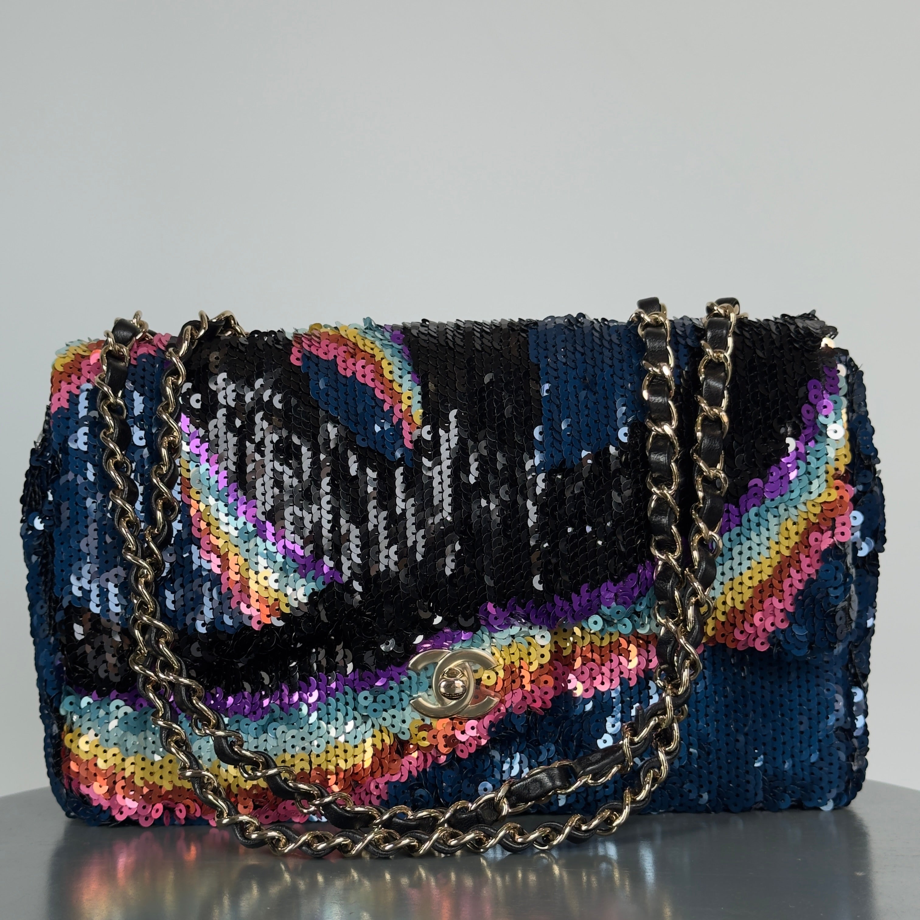 Chanel Rainbow Sequin 2021 Flap Bag -  Replica Handbags 