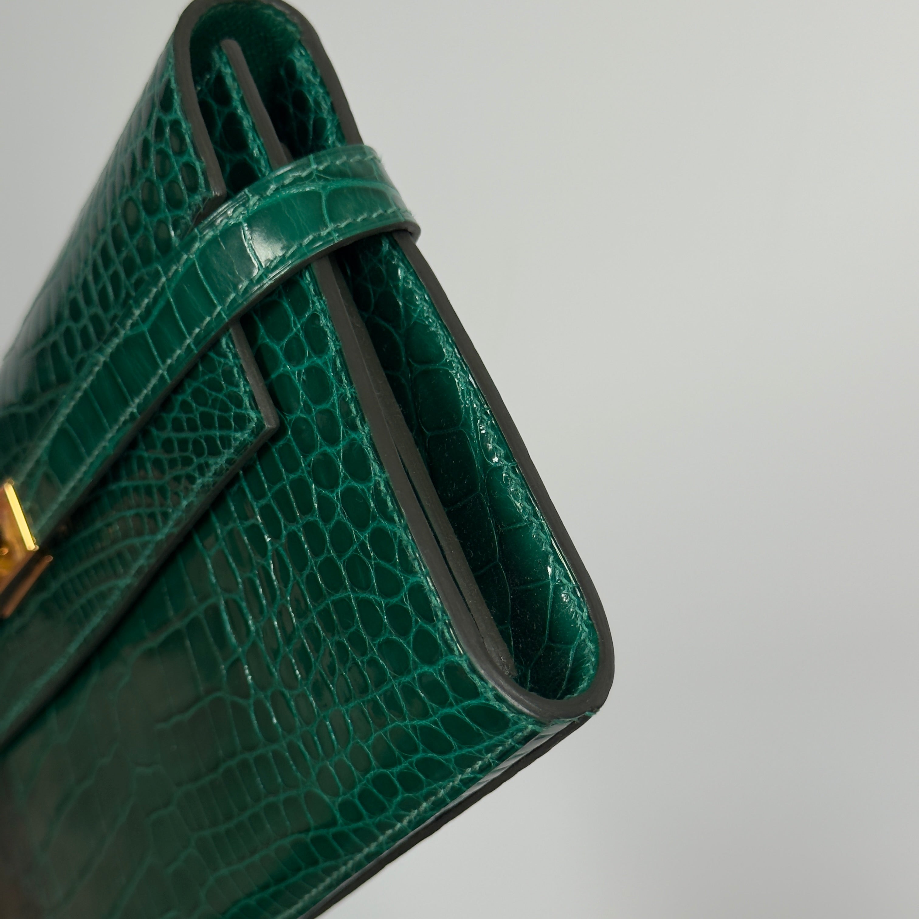 Hermes Kelly Longue Wallet Emerald Shiny Alligator - Replica Handbags