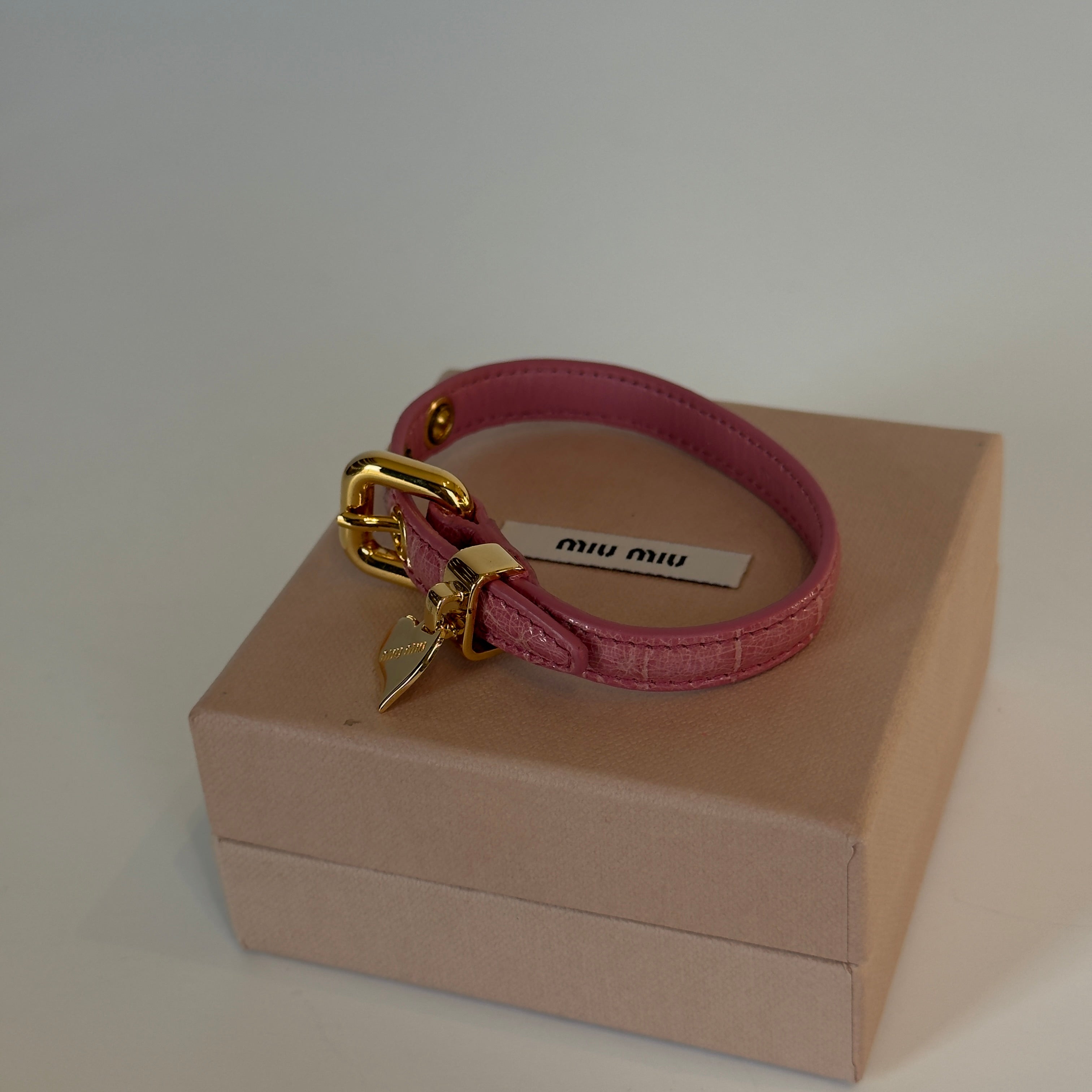 Miu Miu Blush Pink Heart Charm Bracelet