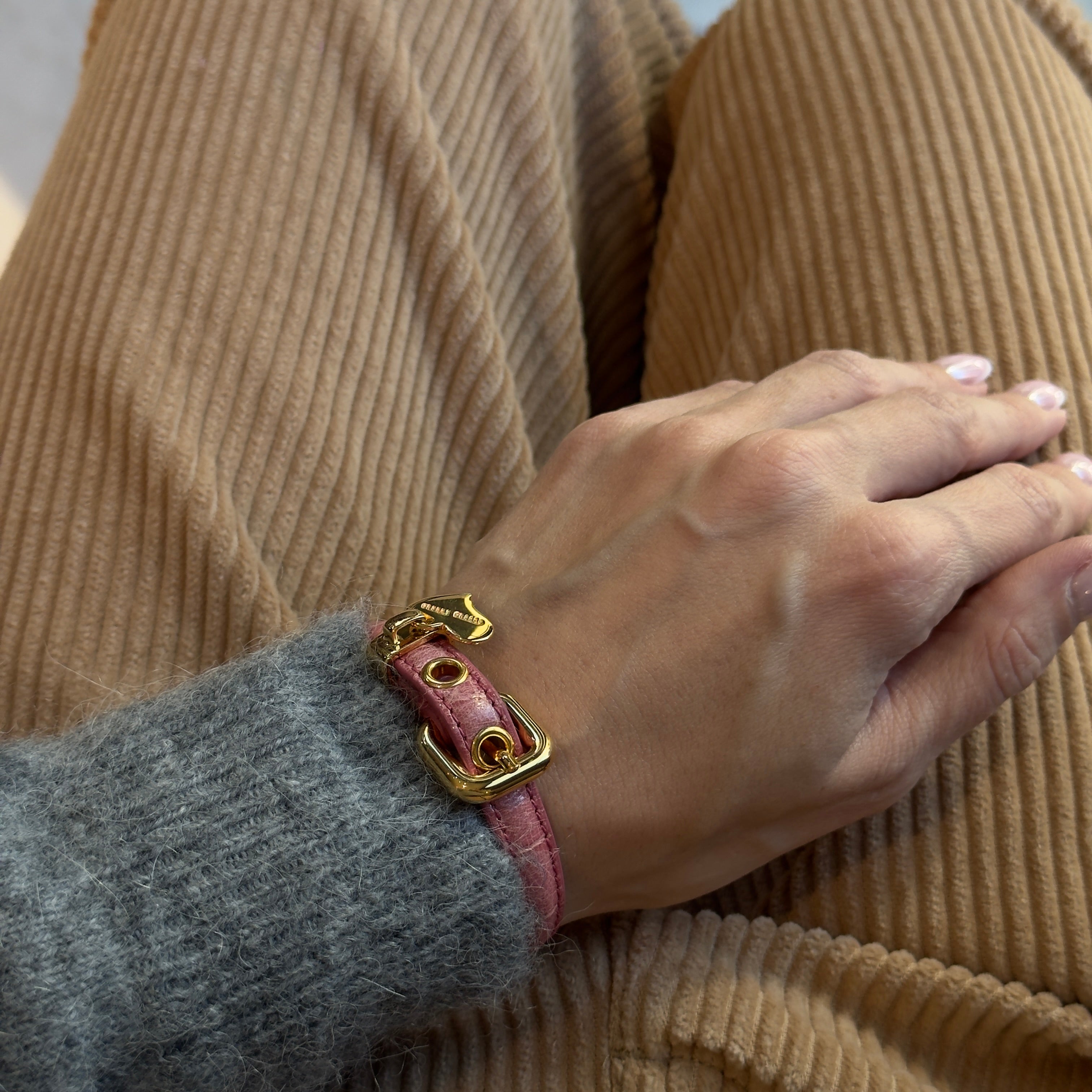 Miu Miu Blush Pink Heart Charm Bracelet