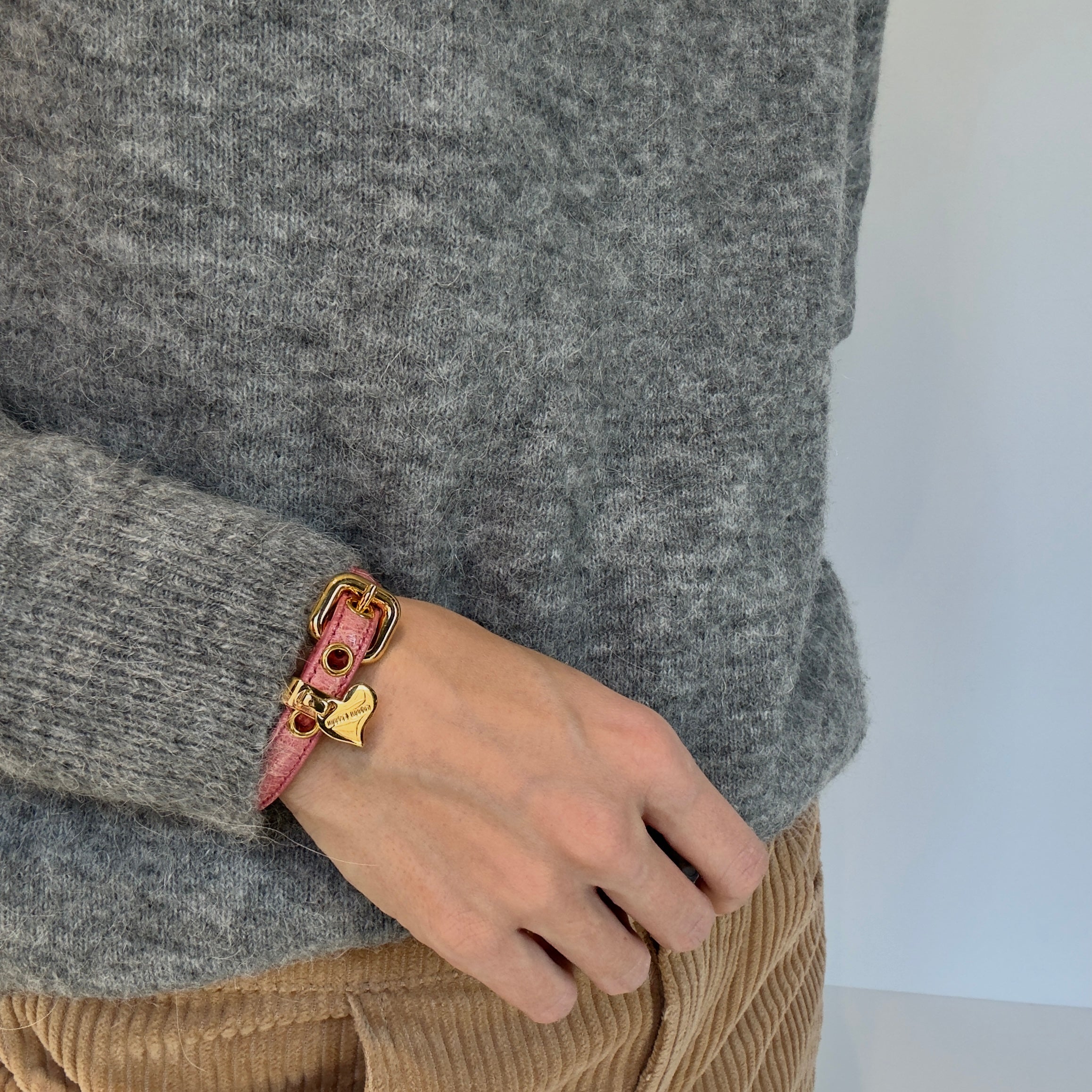 Miu Miu Blush Pink Heart Charm Bracelet