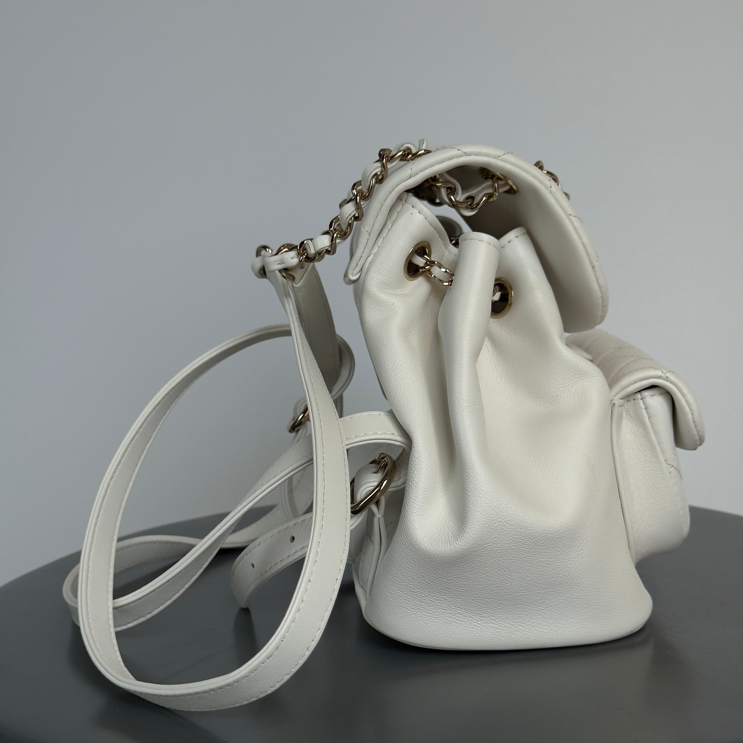 Chanel Small Duma Pockets Drawstring Backpack White -  Replica Handbags 