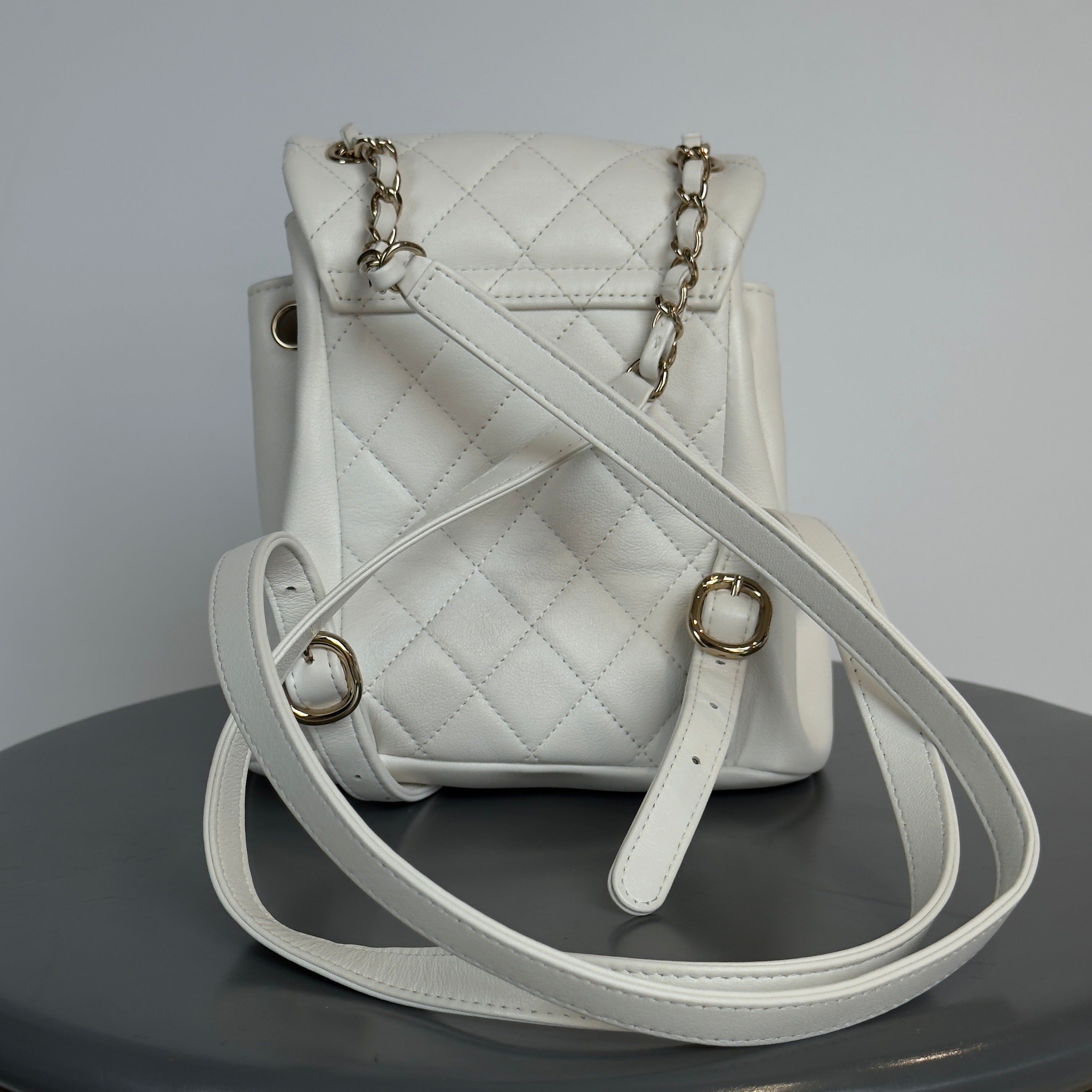 Chanel Small Duma Pockets Drawstring Backpack White -  Replica Handbags 