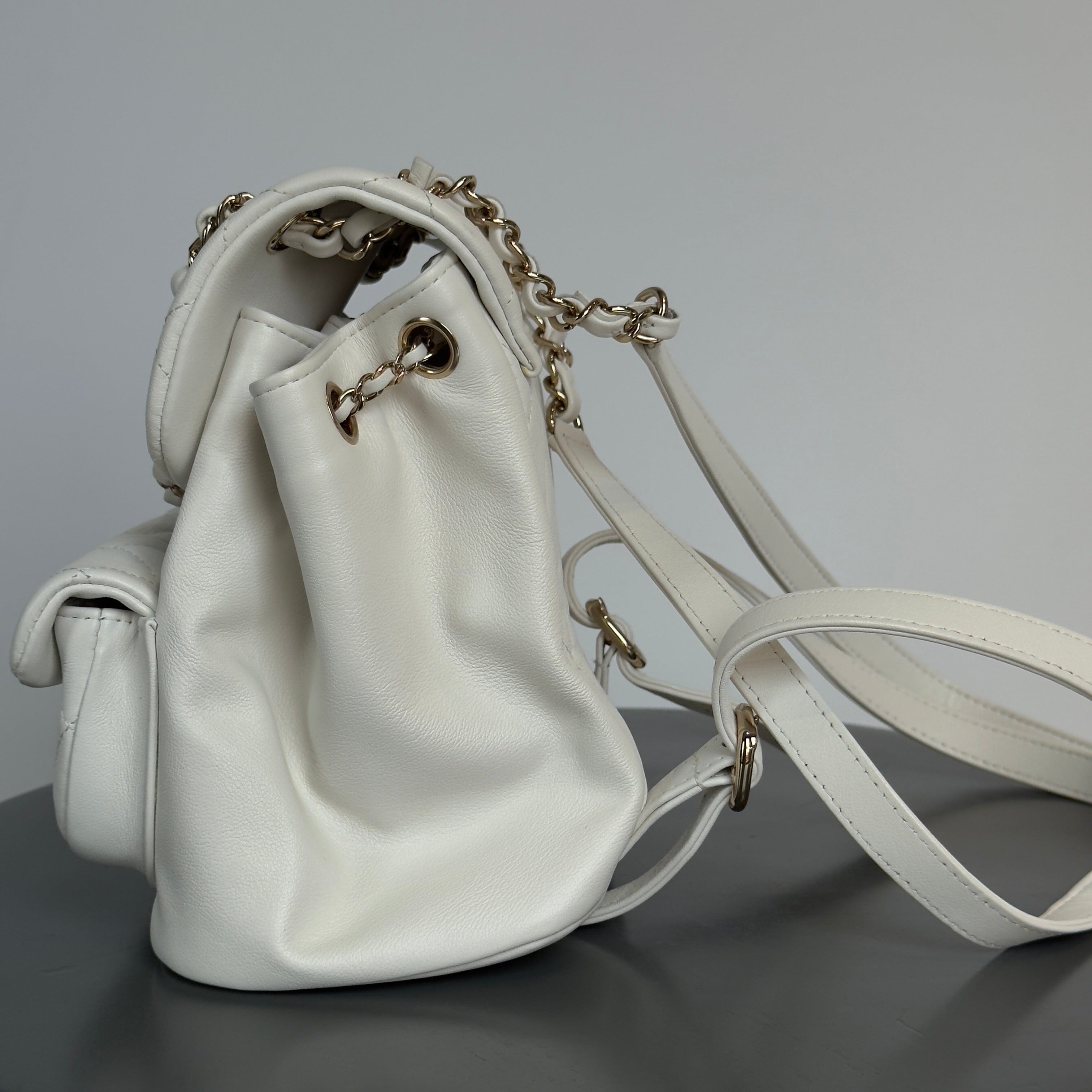 Chanel Small Duma Pockets Drawstring Backpack White -  Replica Handbags 