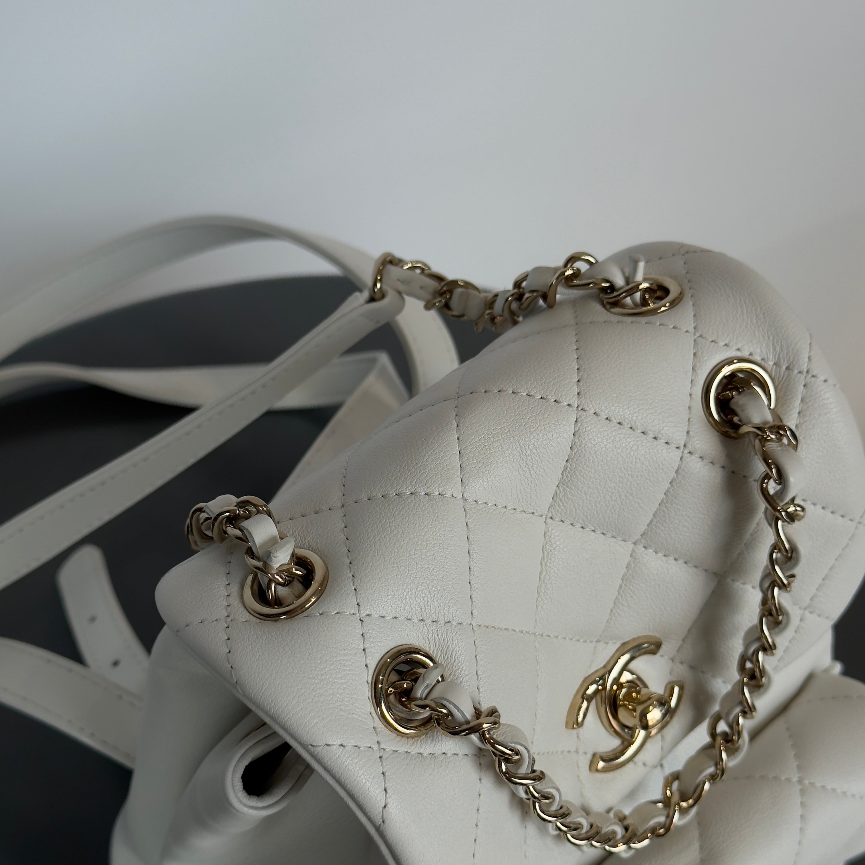 Chanel Small Duma Pockets Drawstring Backpack White -  Replica Handbags 