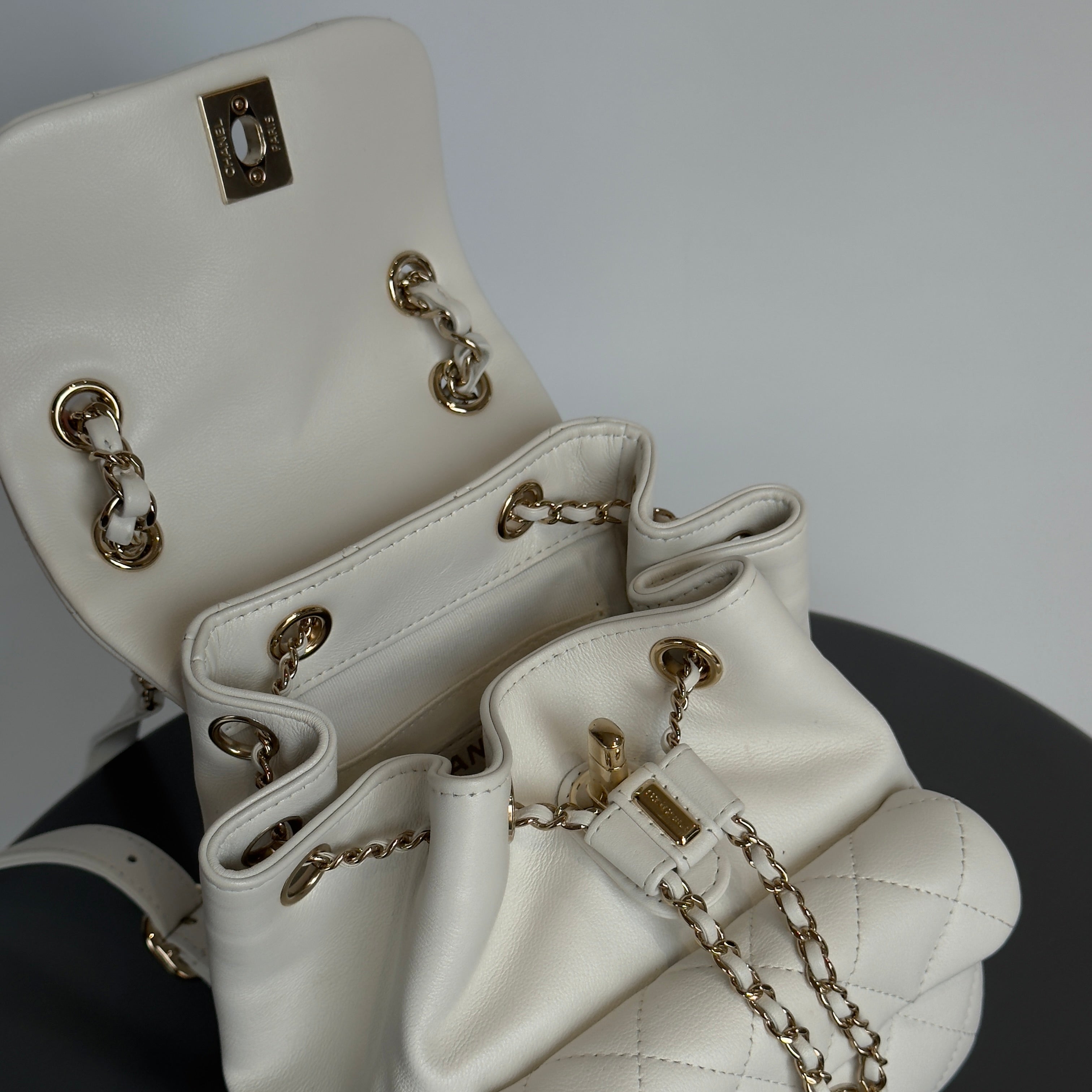 Chanel Small Duma Pockets Drawstring Backpack White -  Replica Handbags 