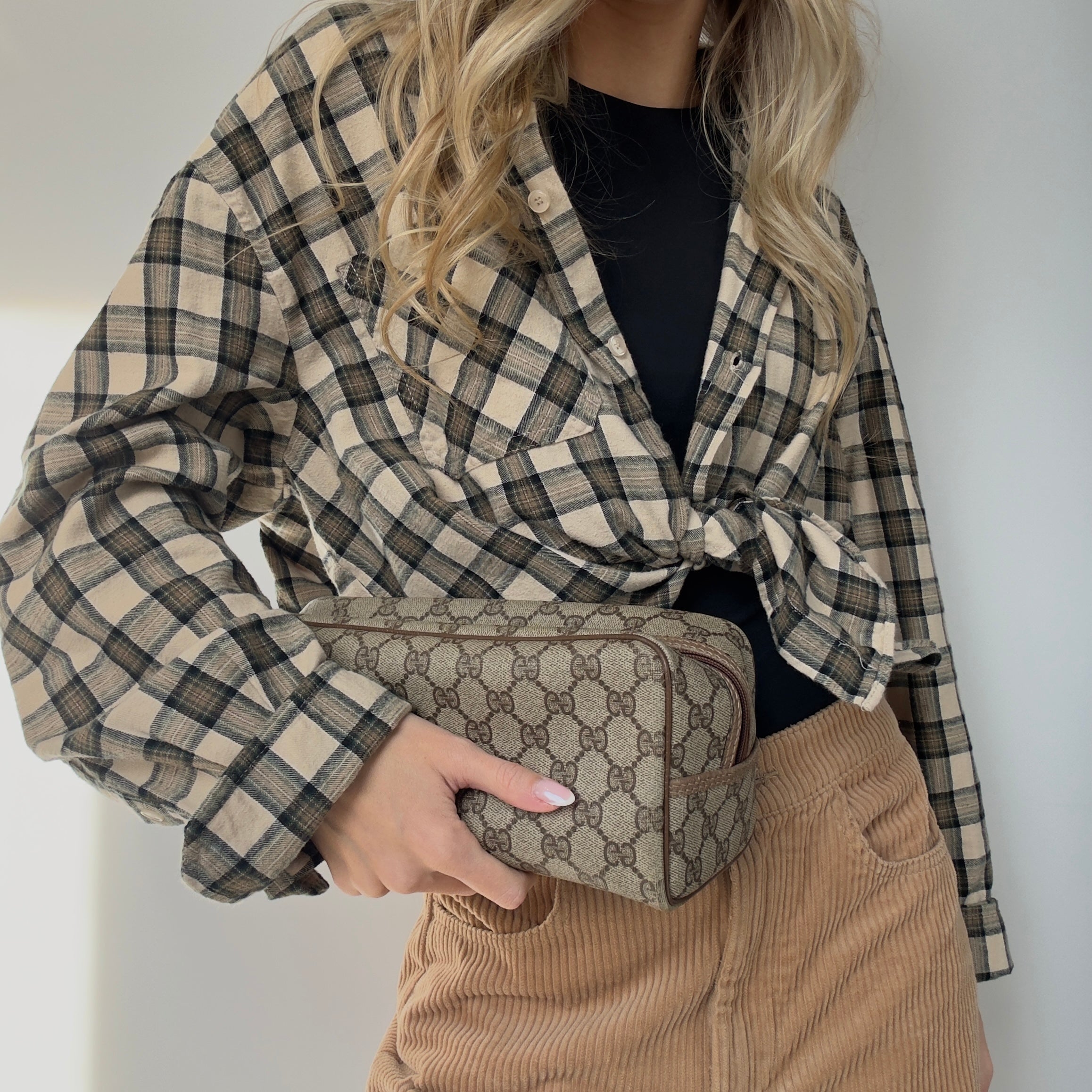 Vintage Gucci GG Supreme Canvas Cosmetic Case -  Replica Handbags 