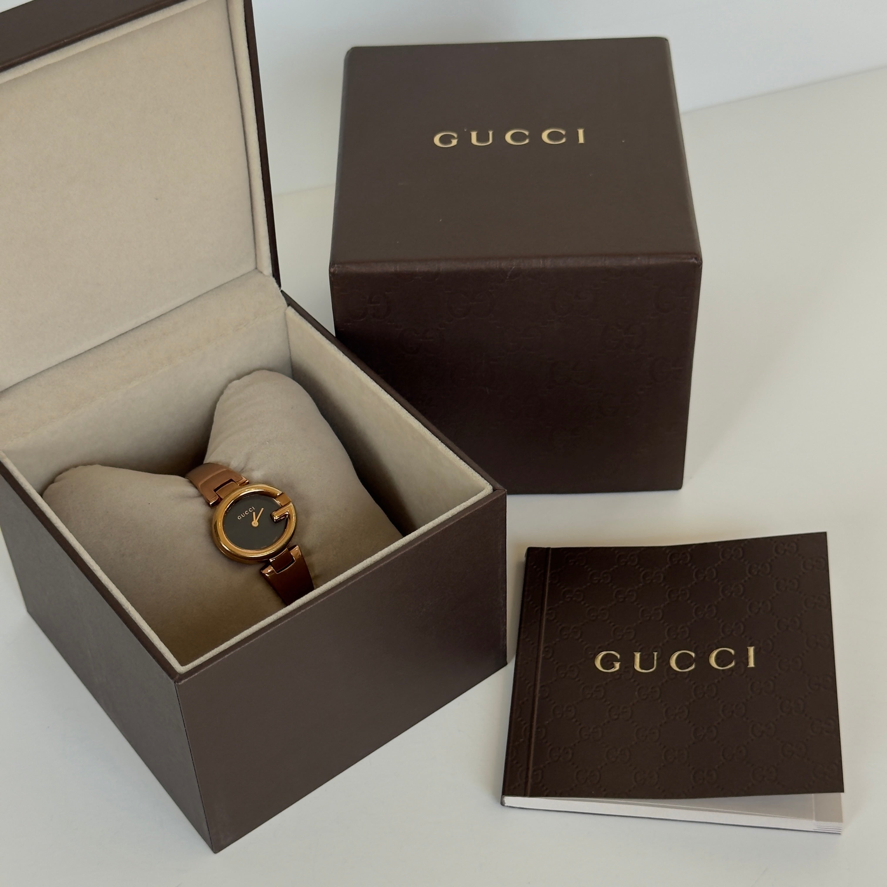 Gucci Guccissima Rose Gold Tone Black Dial Horsebit Watch - Replica Handbags